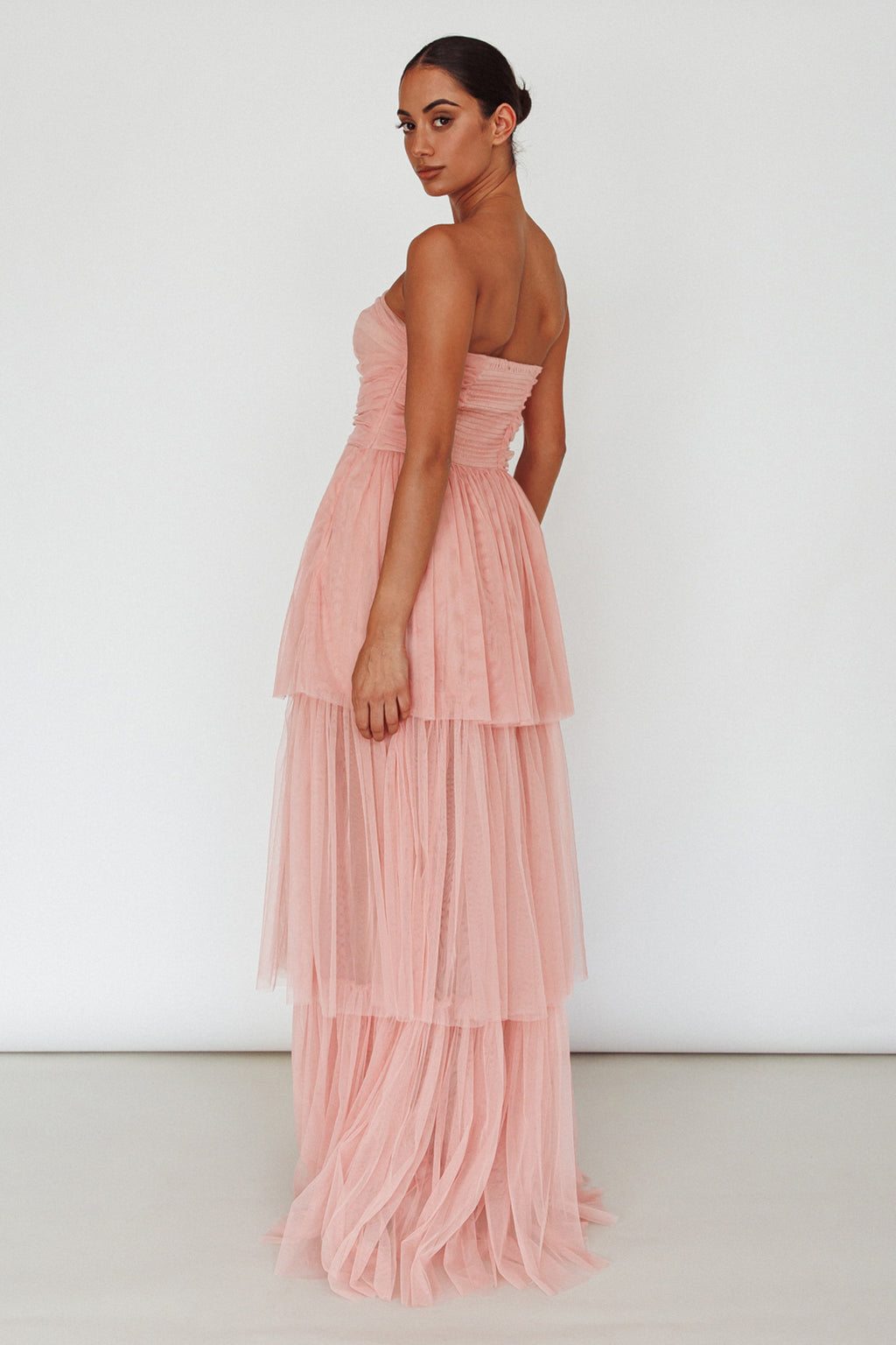 Haeven Tiered Strapless Maxi Dress Blush by Selfie Leslie Australia