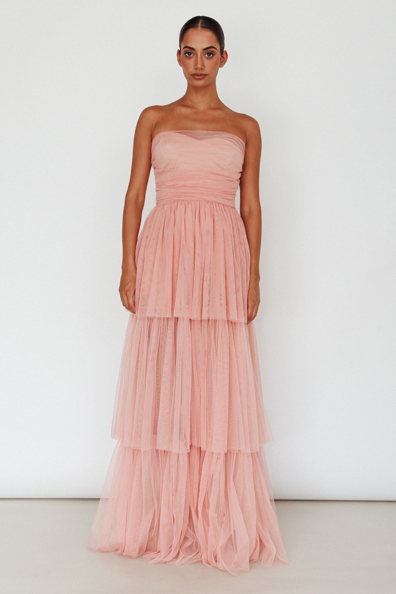 Haeven Tiered Strapless Maxi Dress Blush by Selfie Leslie Australia