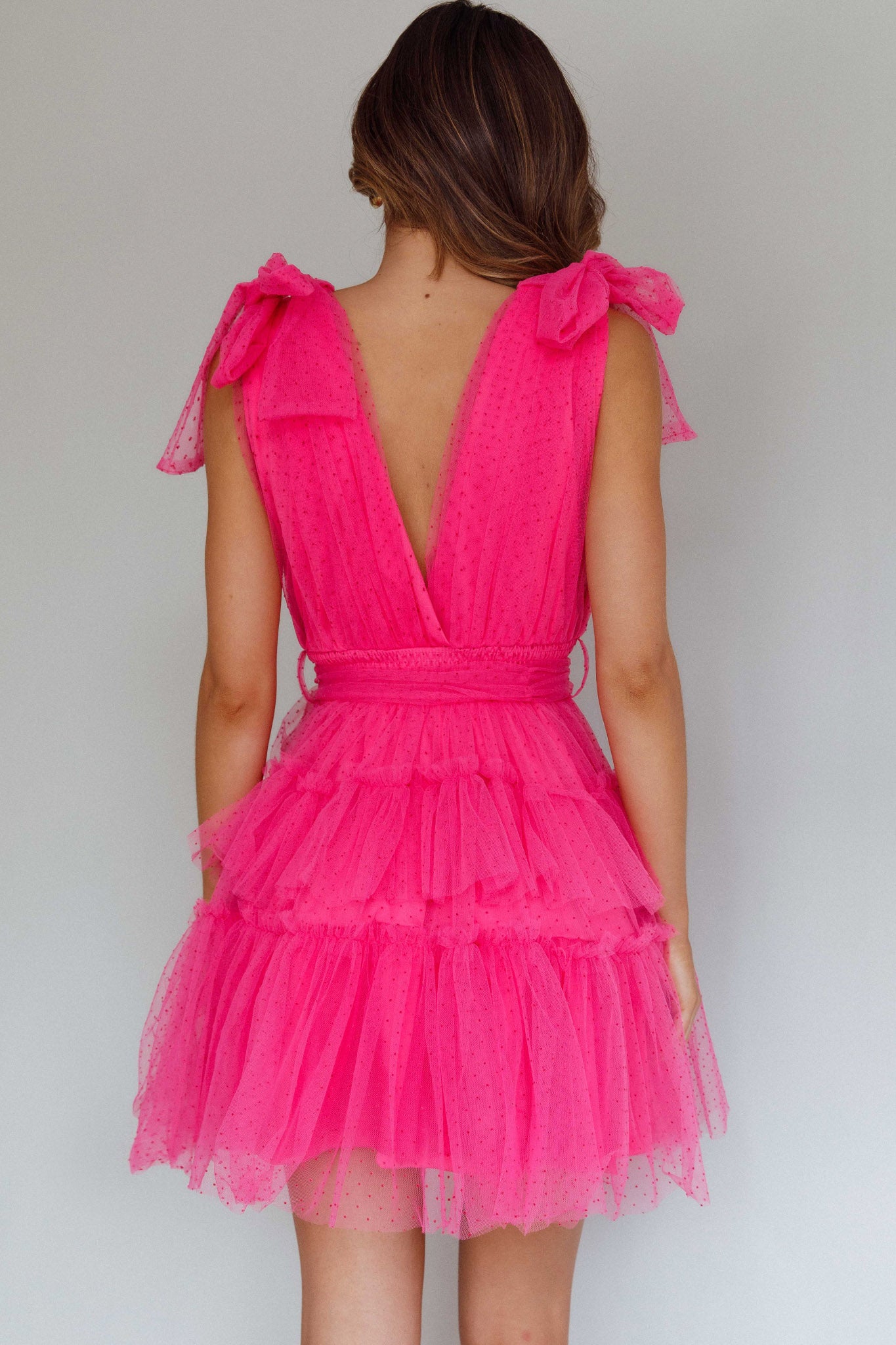 Lyra Spotted Tulle Mini Dress Hot Pink by Selfie Leslie Australia
