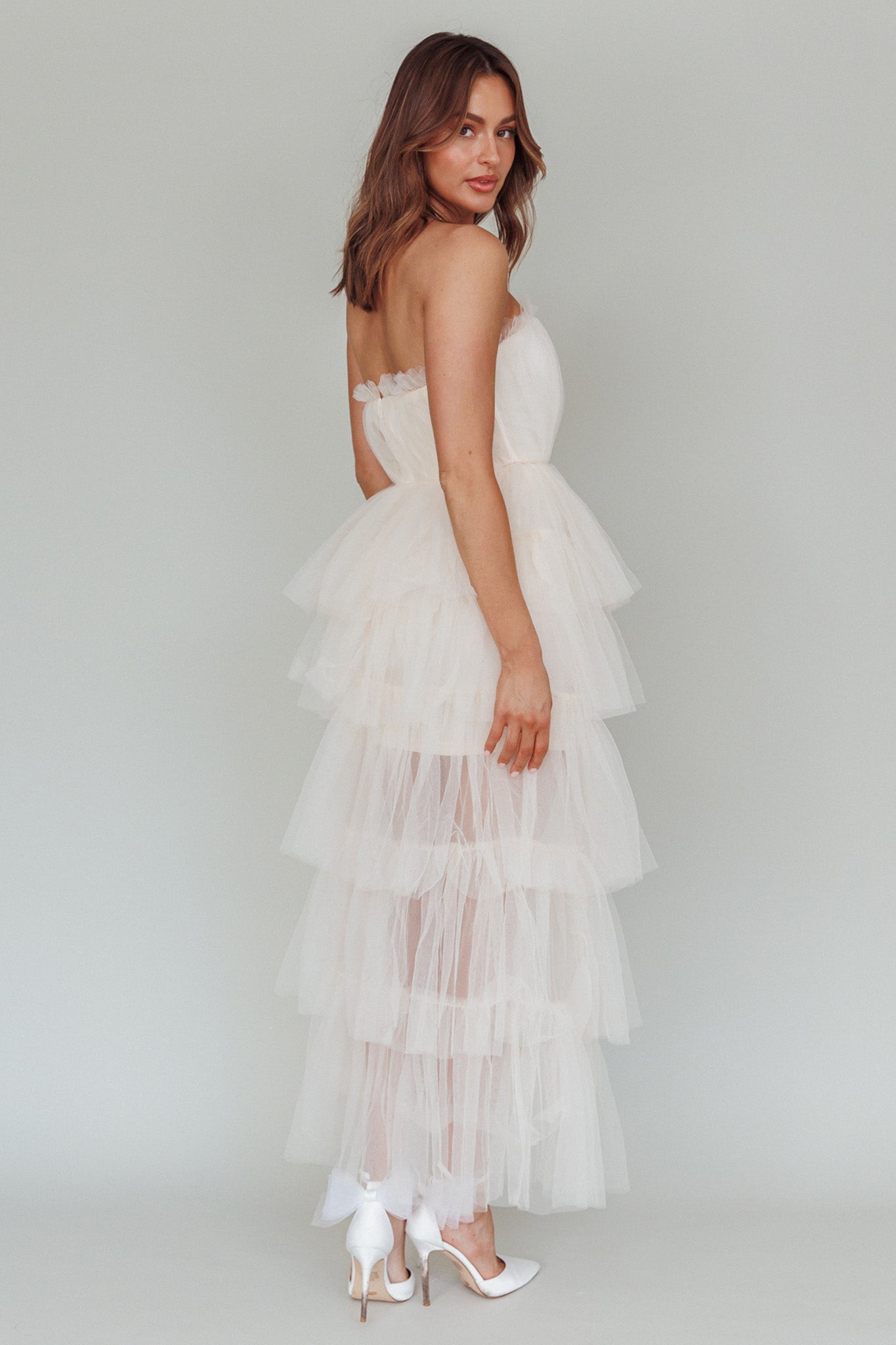 Written In The Stars Layered Tulle Maxi Dress Cream by Selfie Leslie Australia