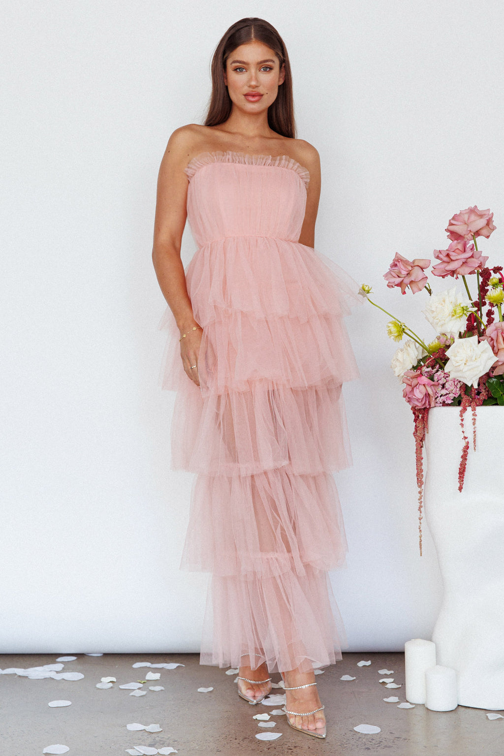 Written In The Stars Layered Tulle Maxi Dress Pink by Selfie Leslie Australia