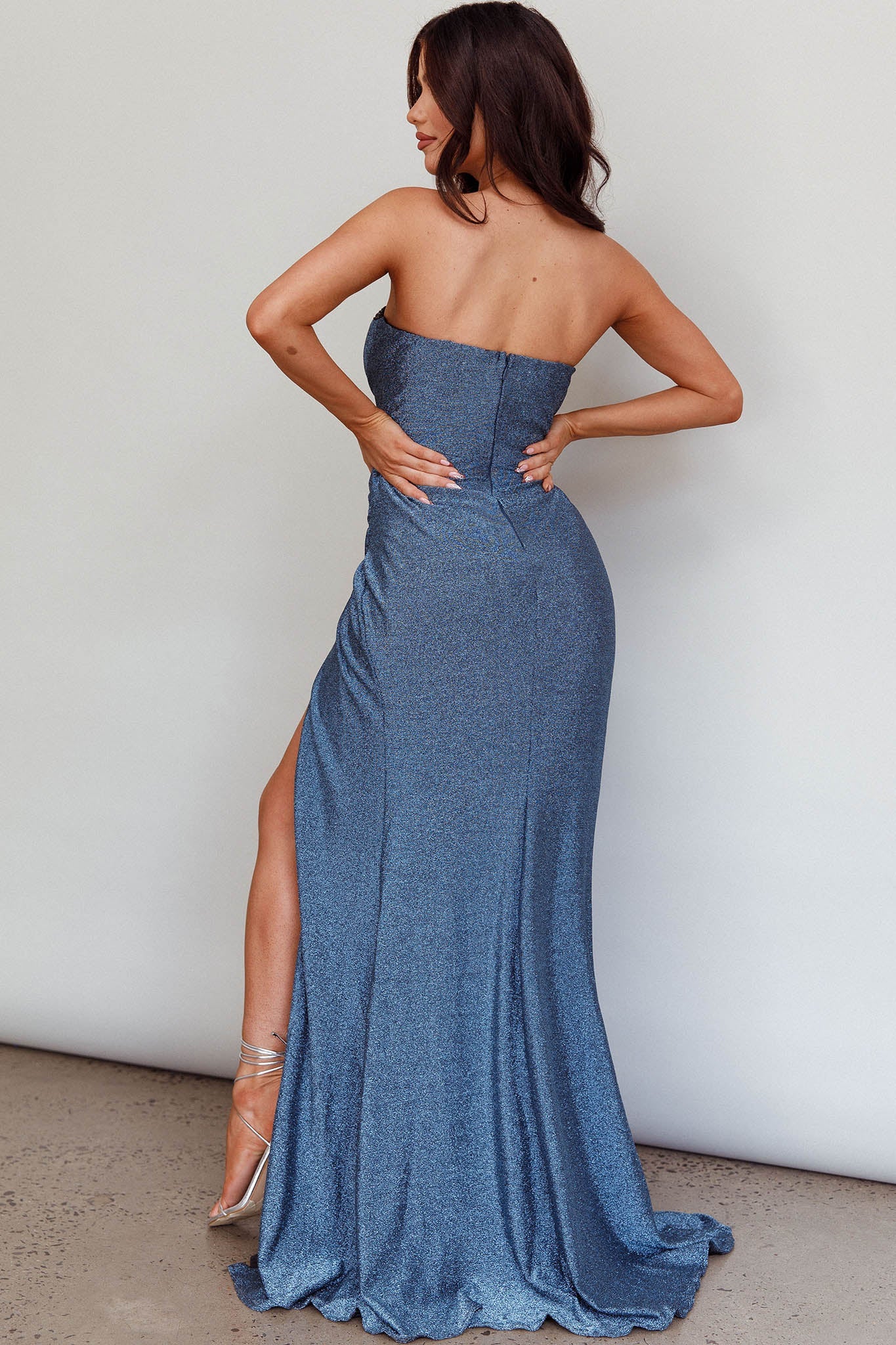 Jasinta Sweetheart Neckline Split Maxi Dress Blue by Selfie Leslie