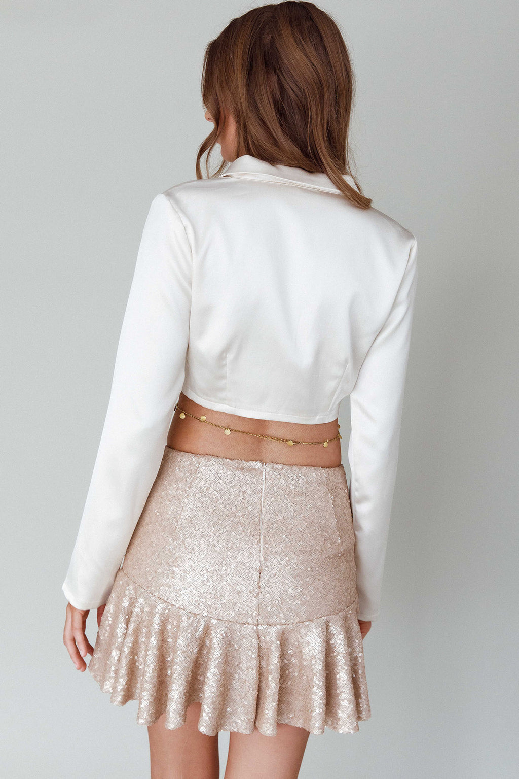 Risa Crop Satin Top Cream by Selfie Leslie Australia