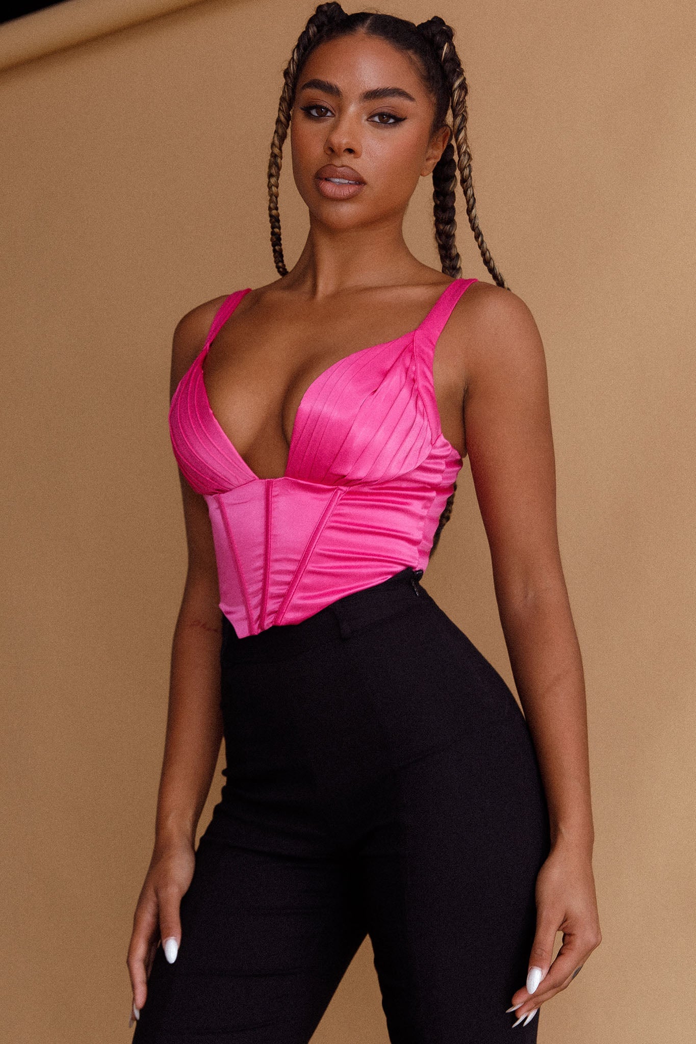 Oceane Bustier Crop Top Fuchsia by Selfie Leslie
