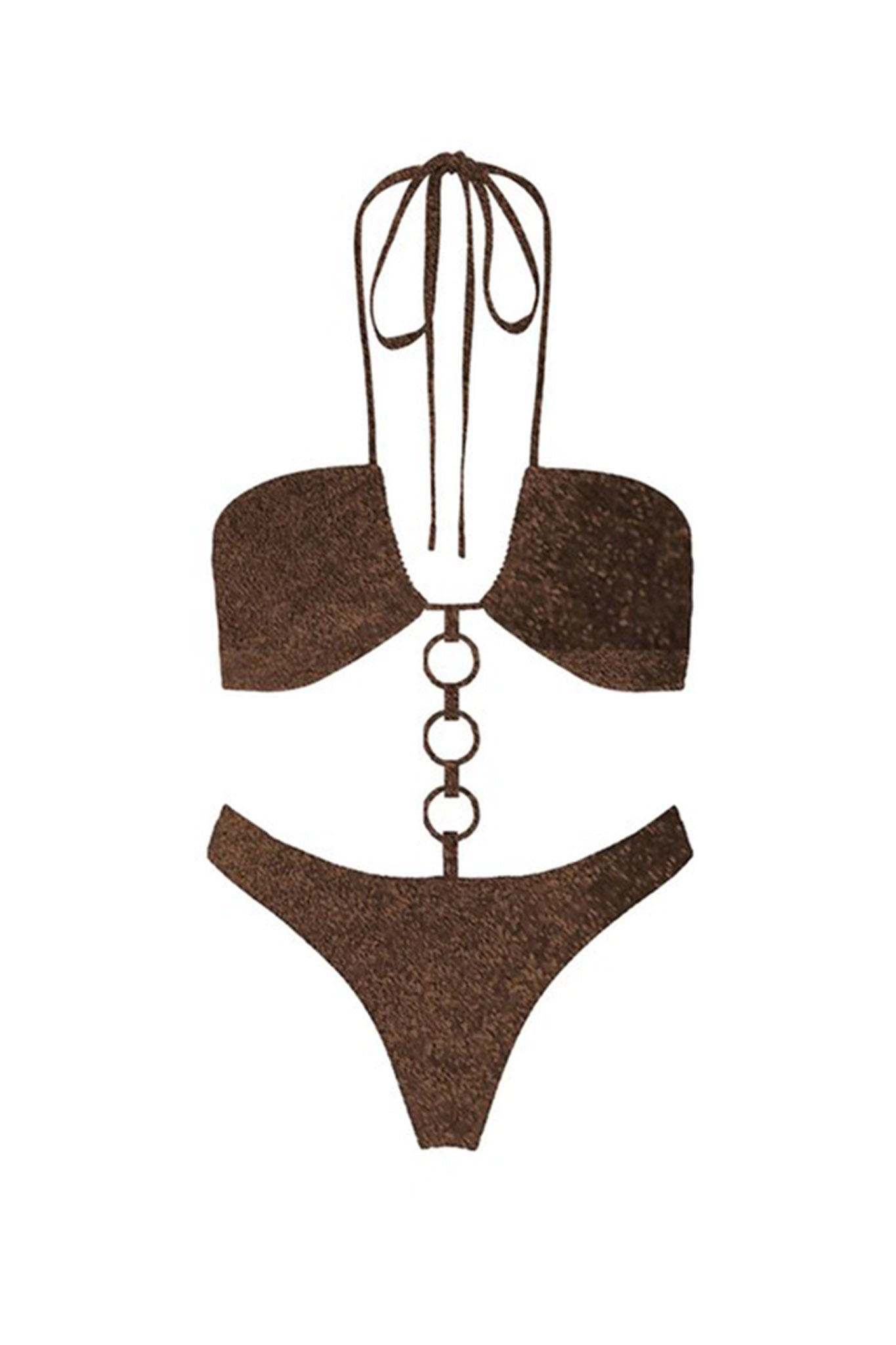 Barbados Halterneck One Piece Swimsuit Brown by Selfie Leslie Australia