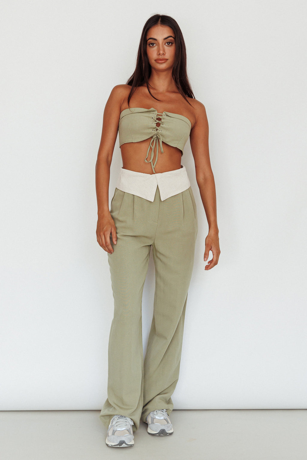 East Village Foldover Pants Sage by Selfie Leslie Australia