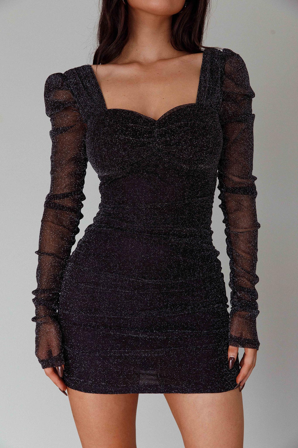Ryah Long Sleeve Mini Dress Sparkle Black by Selfie Leslie Australia