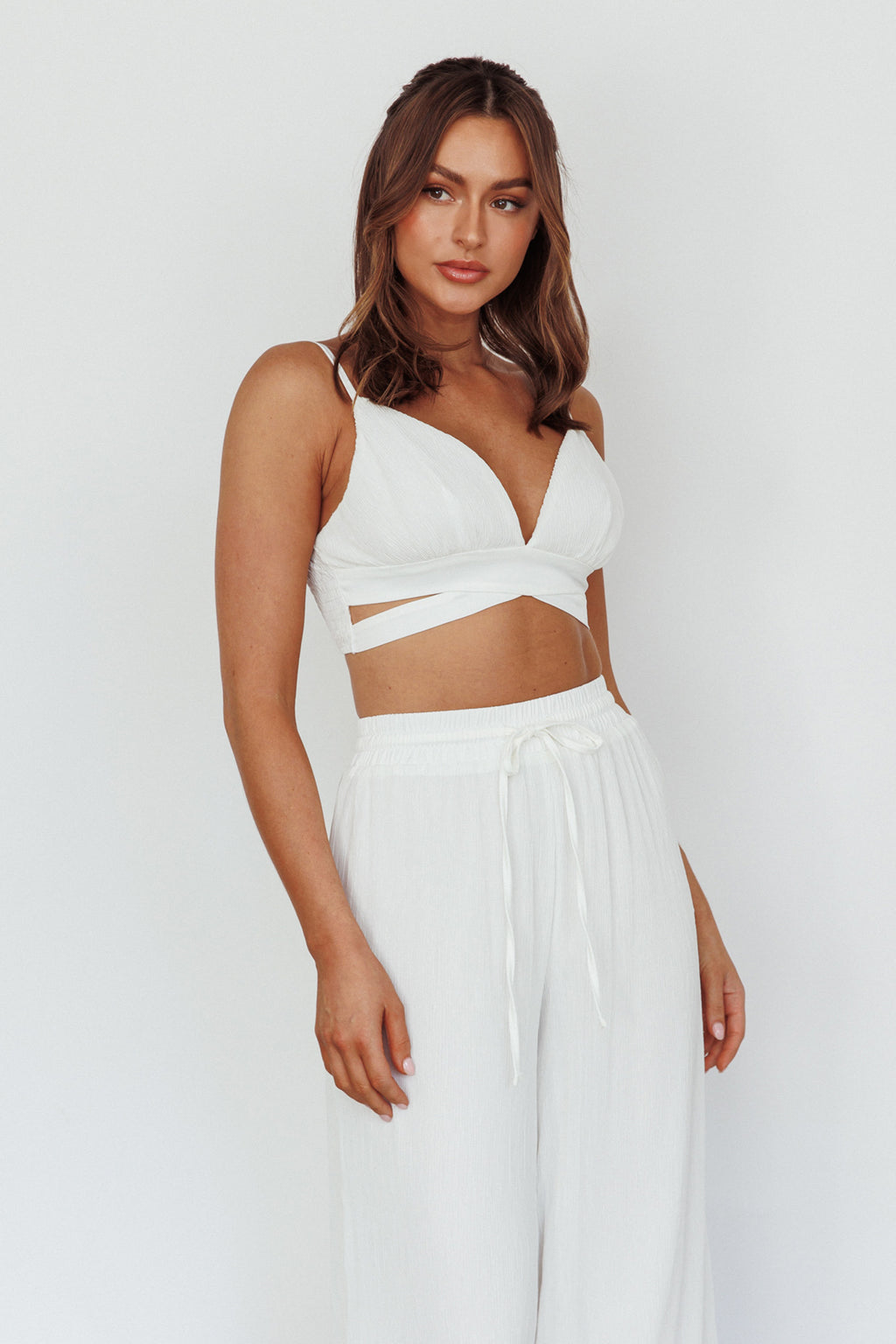 Cove Shirred Back Crop Top Ivory by Selfie Leslie Australia