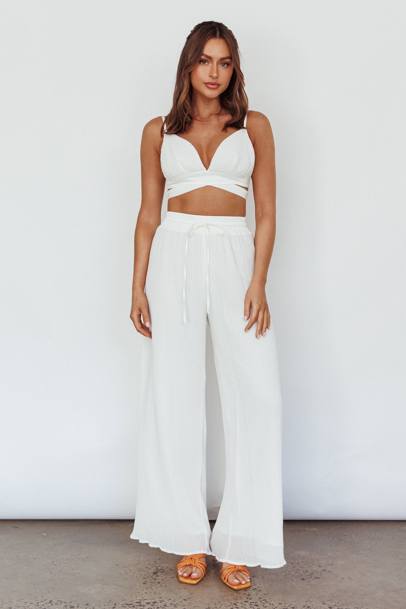 Cove Shirred Back Crop Top Ivory by Selfie Leslie Australia