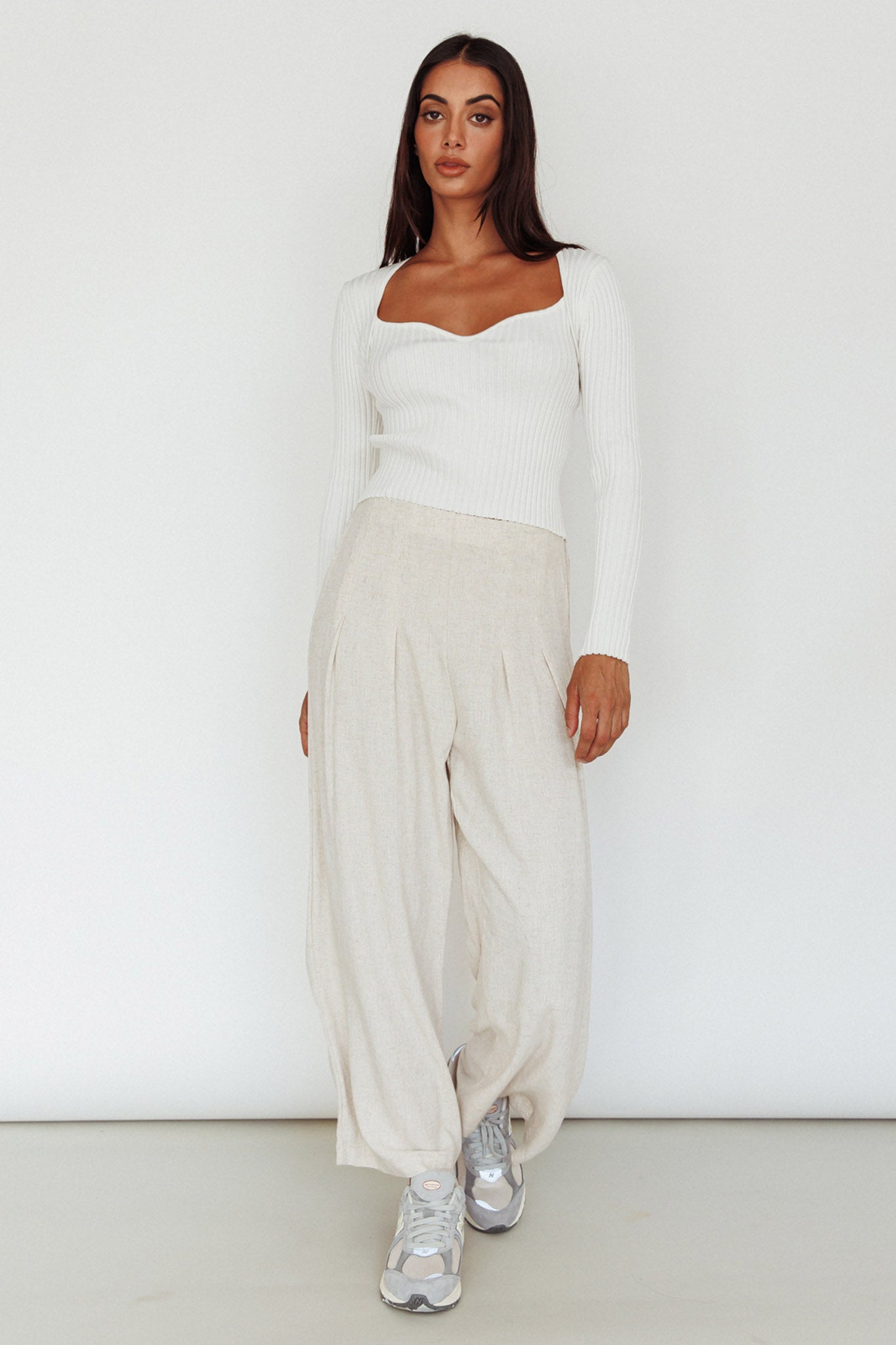 Mosey Long Sleeve Knit Top Ivory by Selfie Leslie Australia