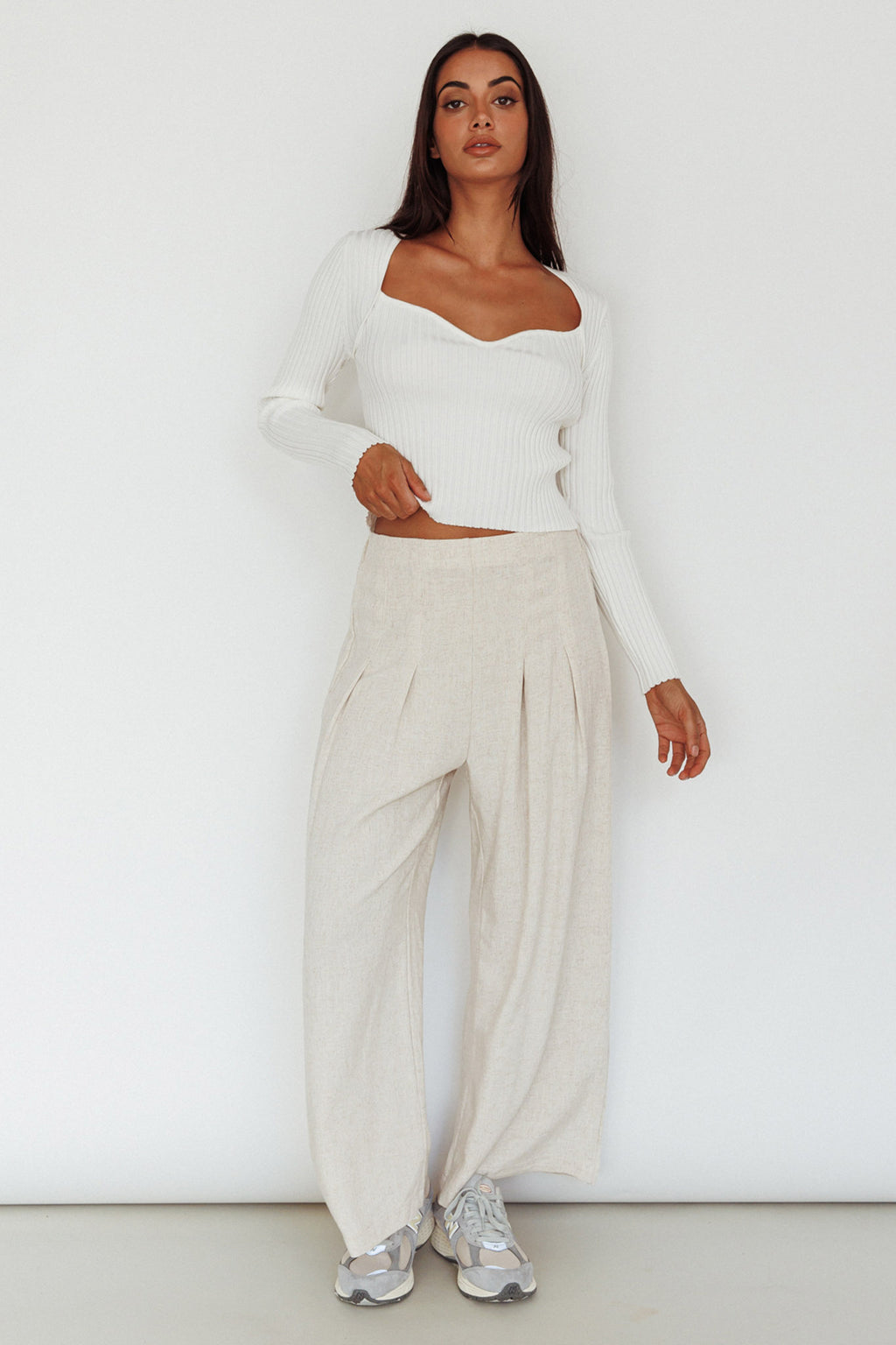 Mosey Long Sleeve Knit Top Ivory by Selfie Leslie Australia