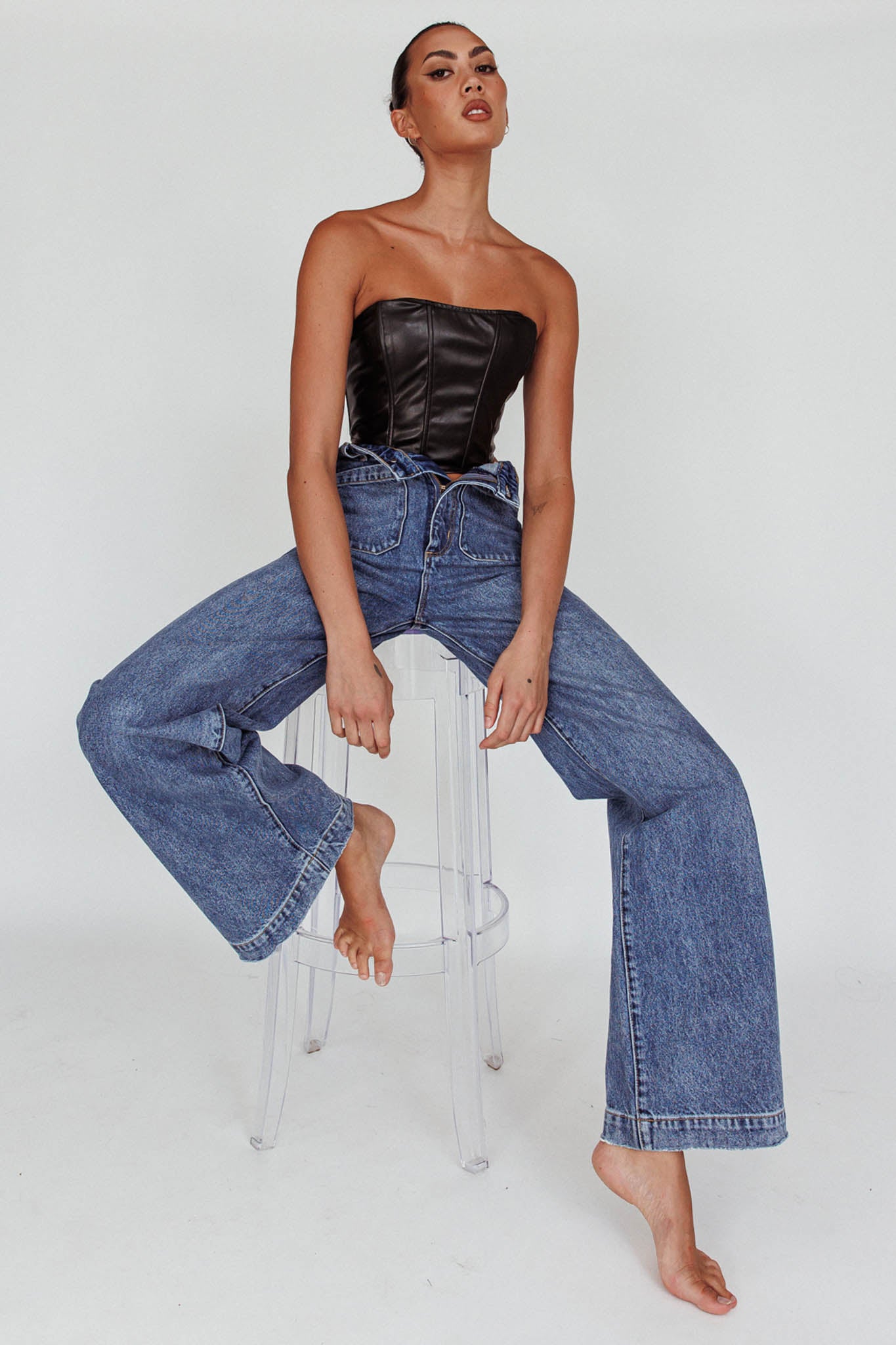 Rolla's Sailor Jean Janet Recycled Mid Vintage Blue by Selfie Leslie Australia