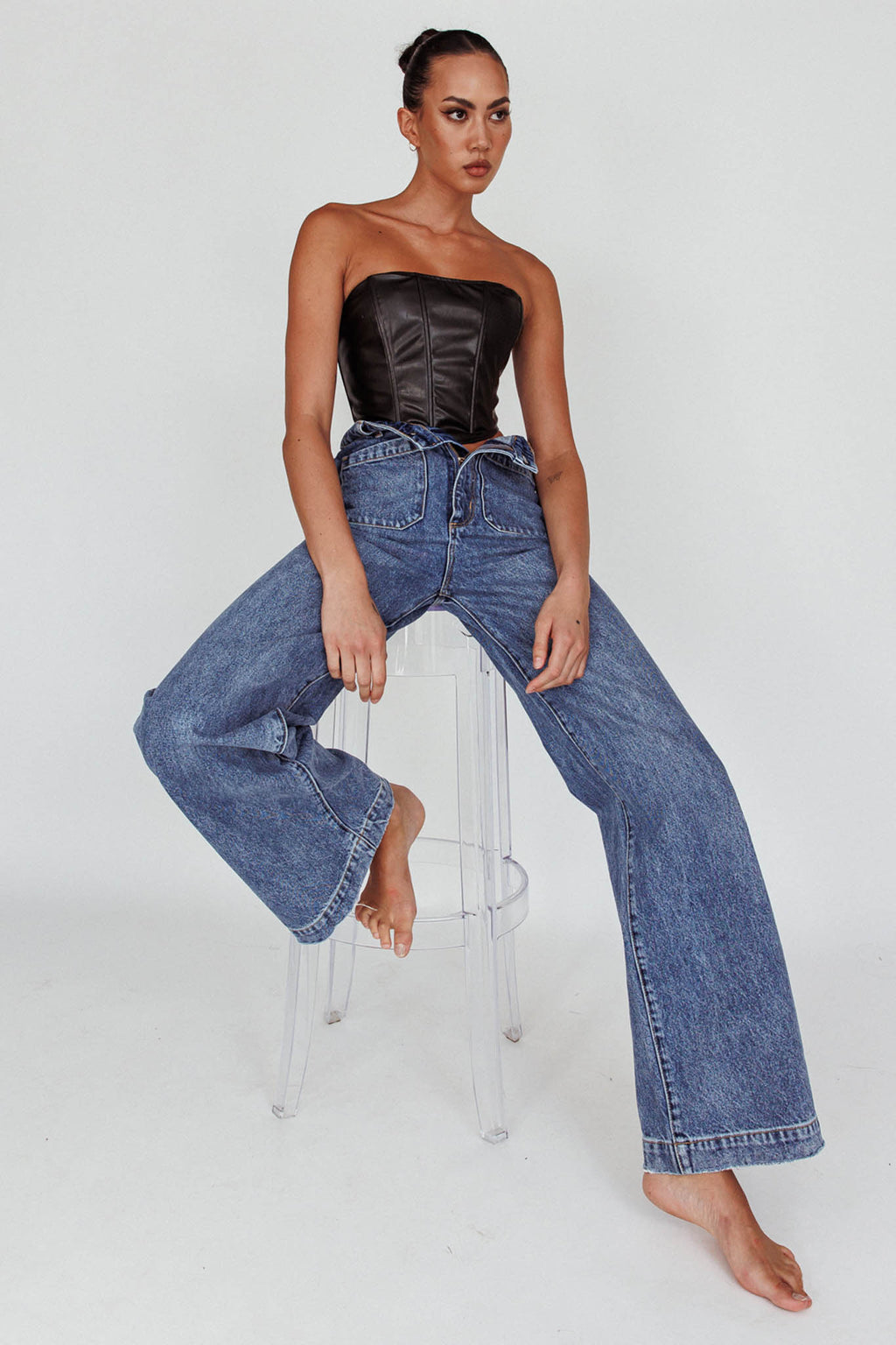 Rolla's Sailor Jean Janet Recycled Mid Vintage Blue by Selfie Leslie Australia