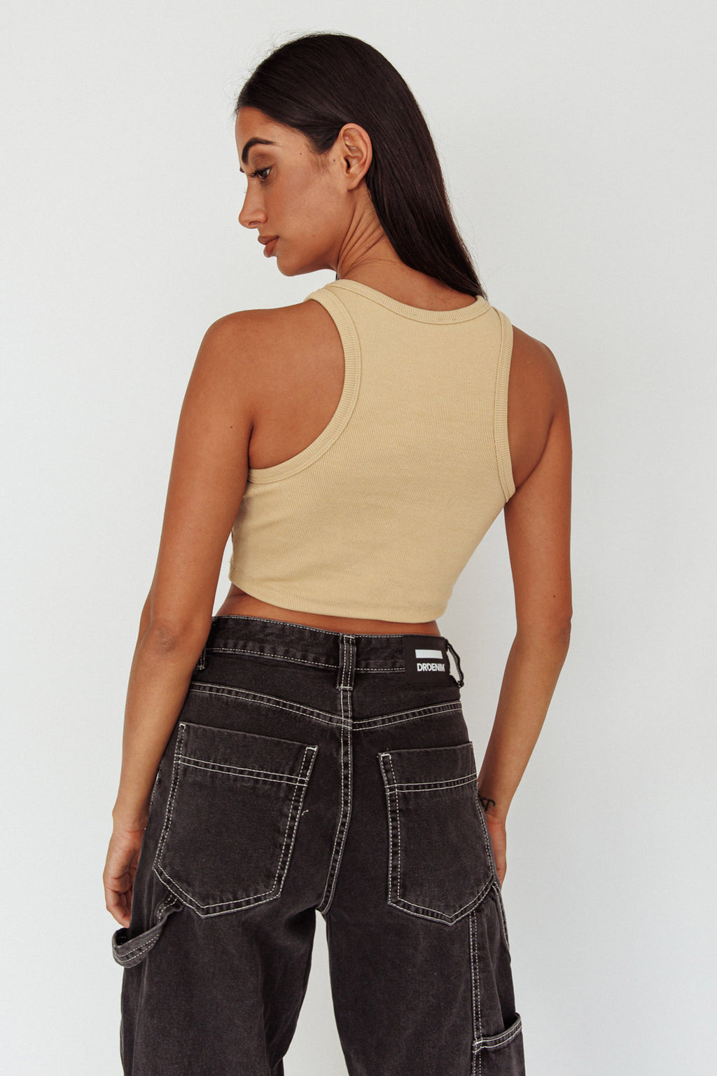 Bryn Racerback Crop Top Sand by Selfie Leslie Australia