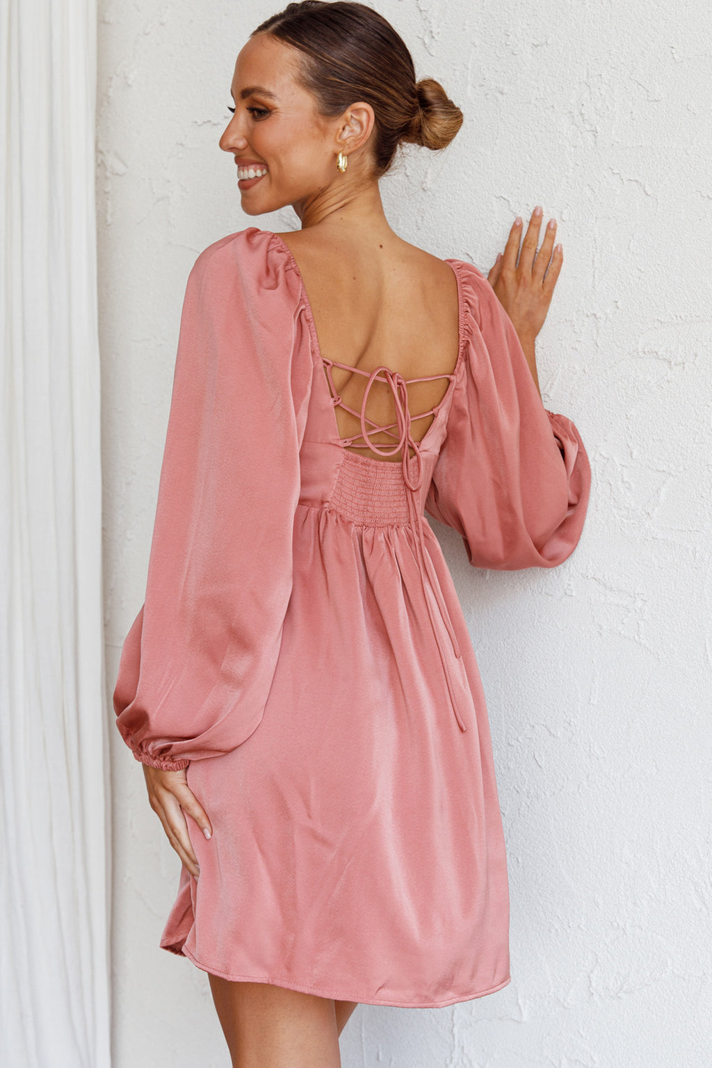 Tansy Long Sleeve Babydoll Dress Rose by Selfie Leslie Australia