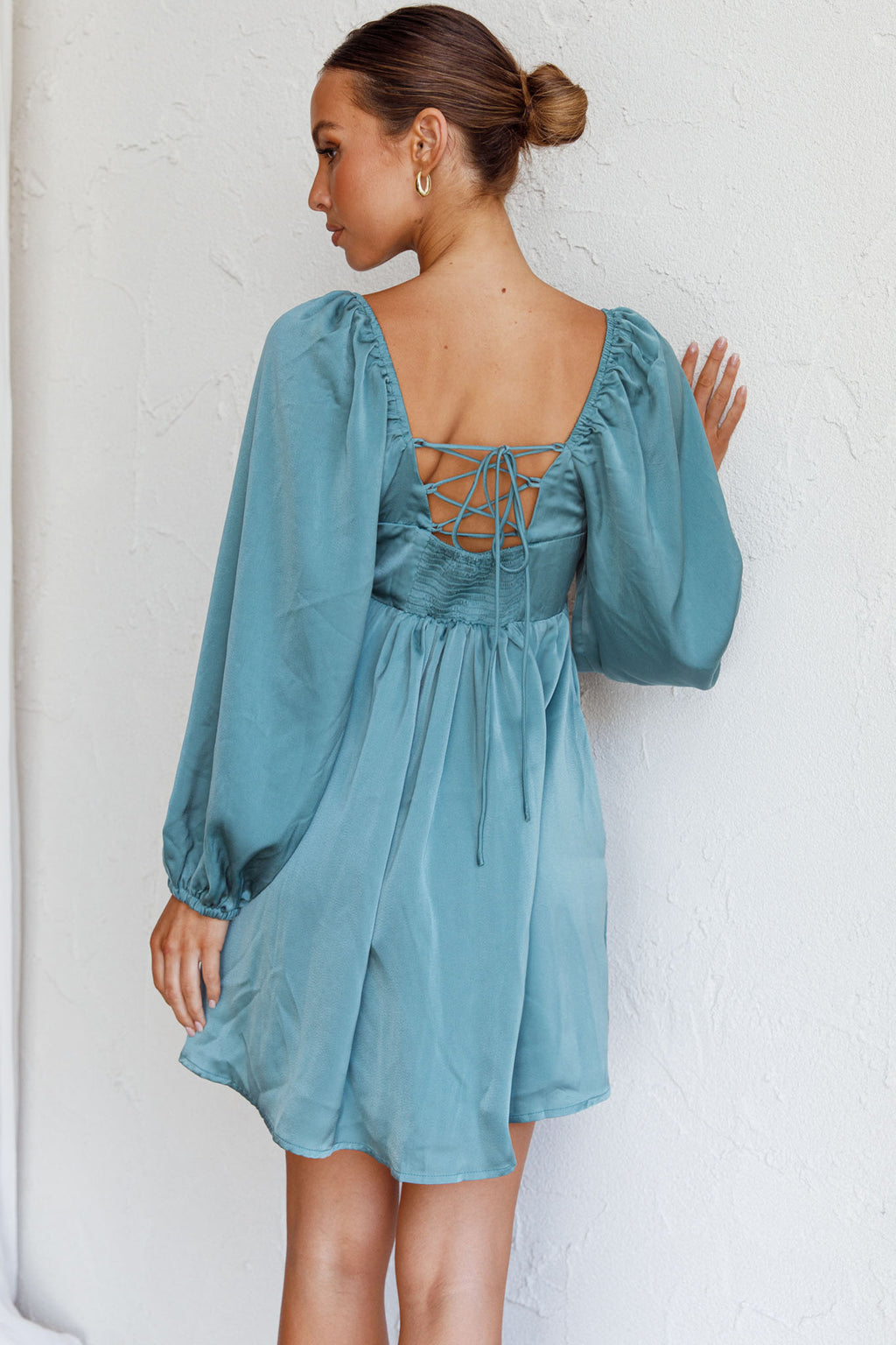 Tansy Long Sleeve Babydoll Dress Teal by Selfie Leslie Australia