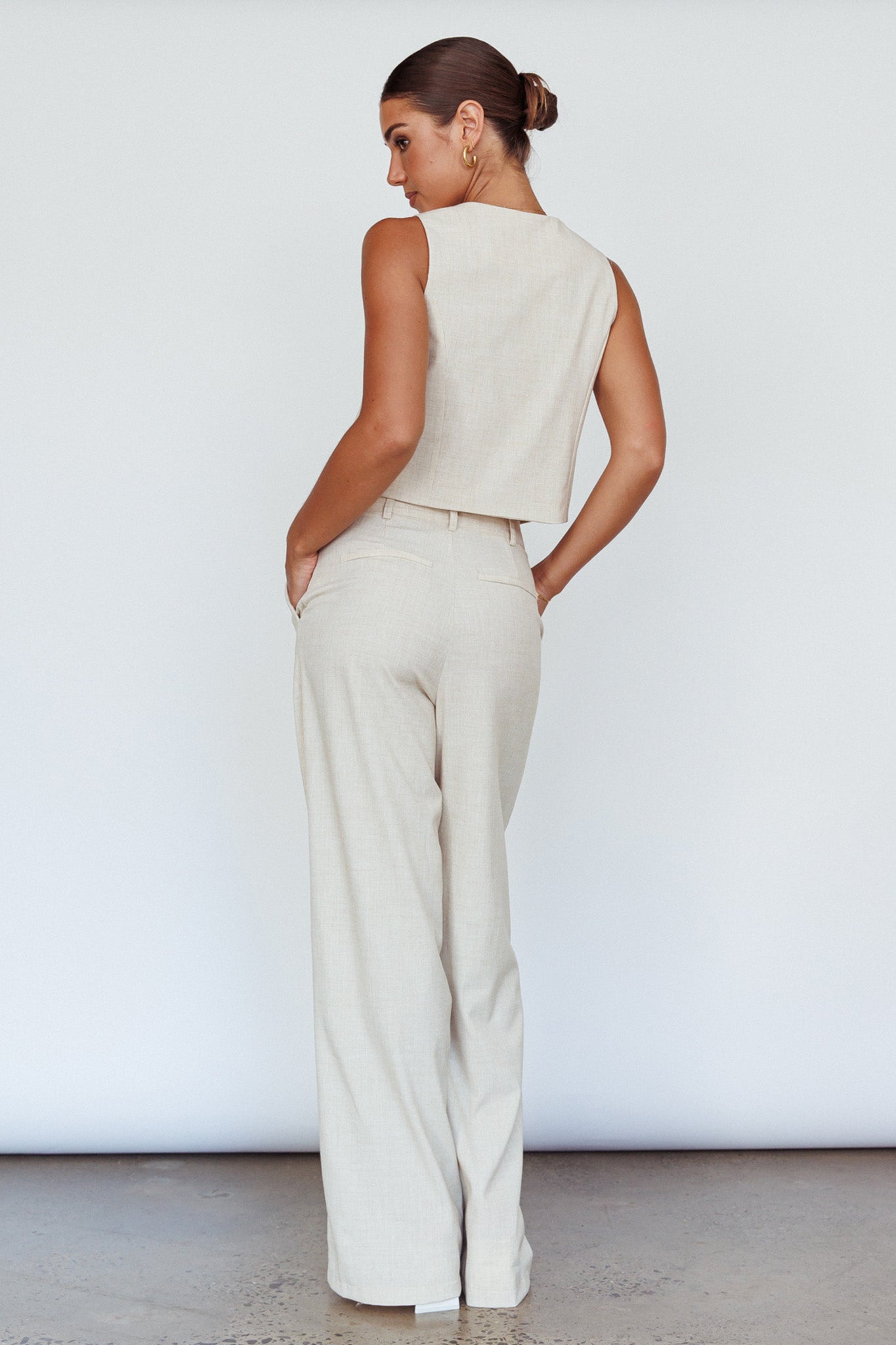 Times Square Buttoned Waistcoat Top Natural by Selfie Leslie Australia