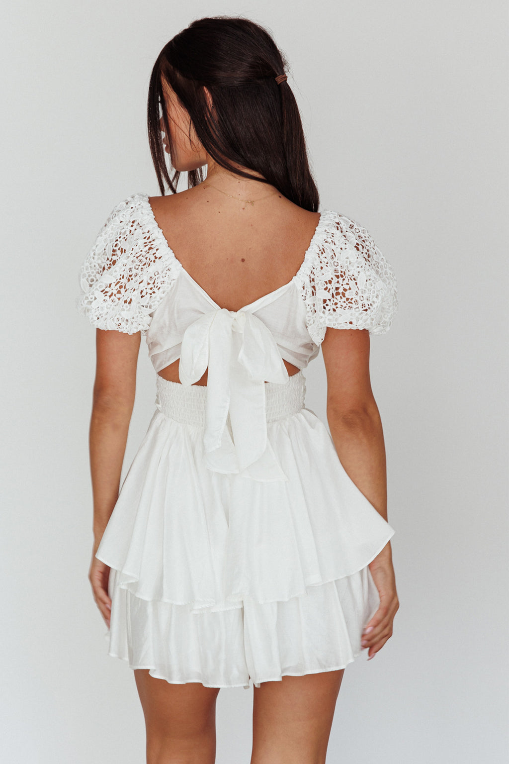 Hold My Halo Lace Sleeve Romper White by Selfie Leslie Australia