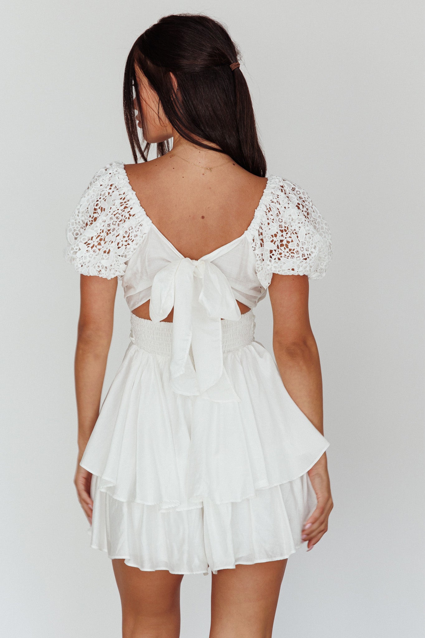 Hold My Halo Lace Sleeve Romper White by Selfie Leslie Australia