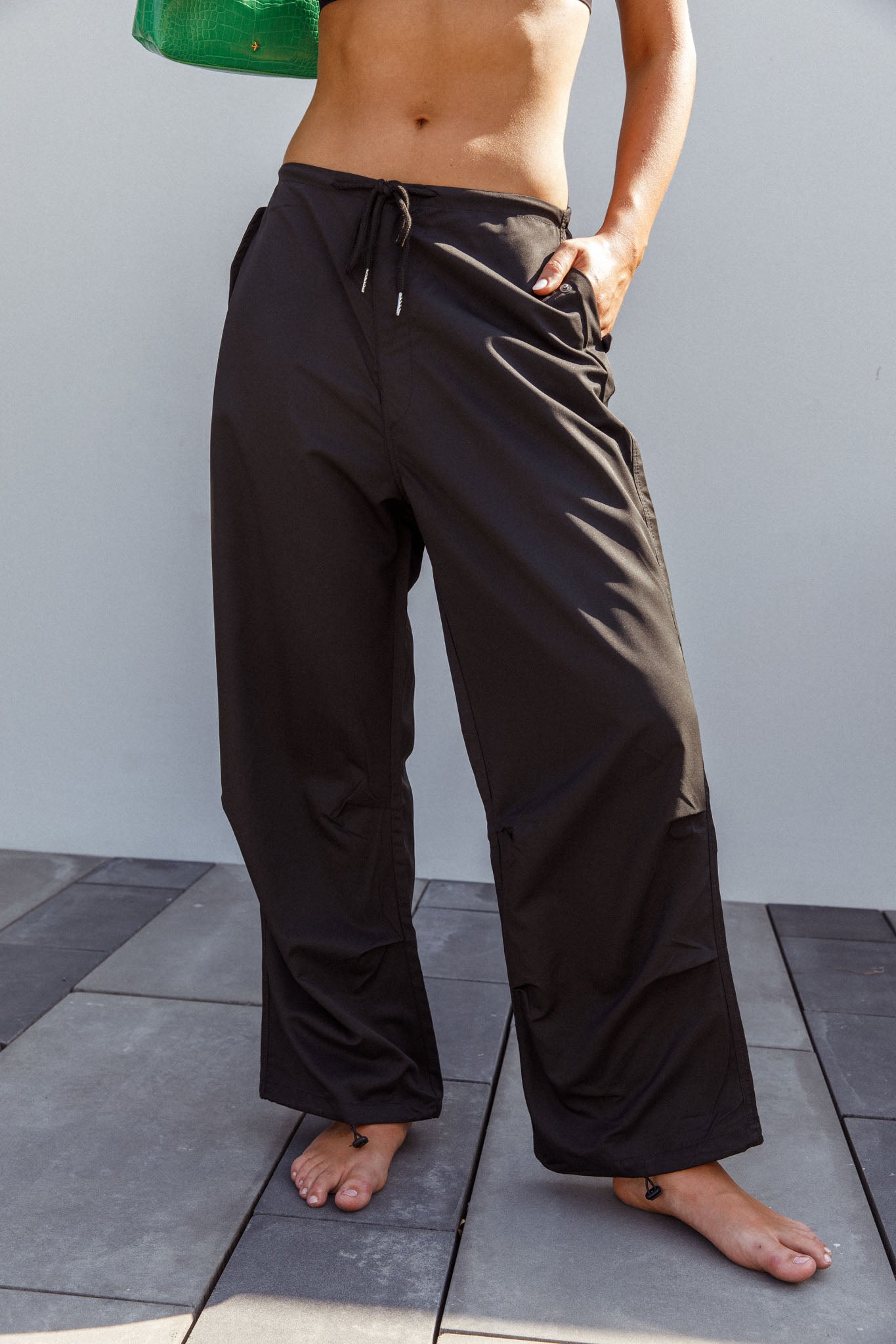 Starting Line Low Rise Wide Leg Pants Black by Selfie Leslie Australia