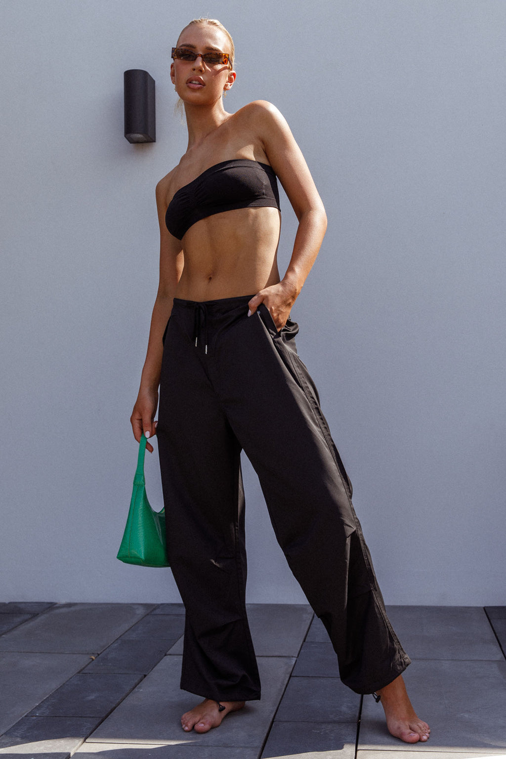 Starting Line Low Rise Wide Leg Pants Black by Selfie Leslie Australia