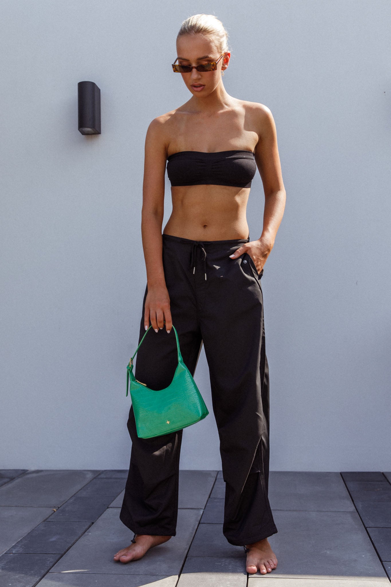 Starting Line Low Rise Wide Leg Pants Black by Selfie Leslie Australia