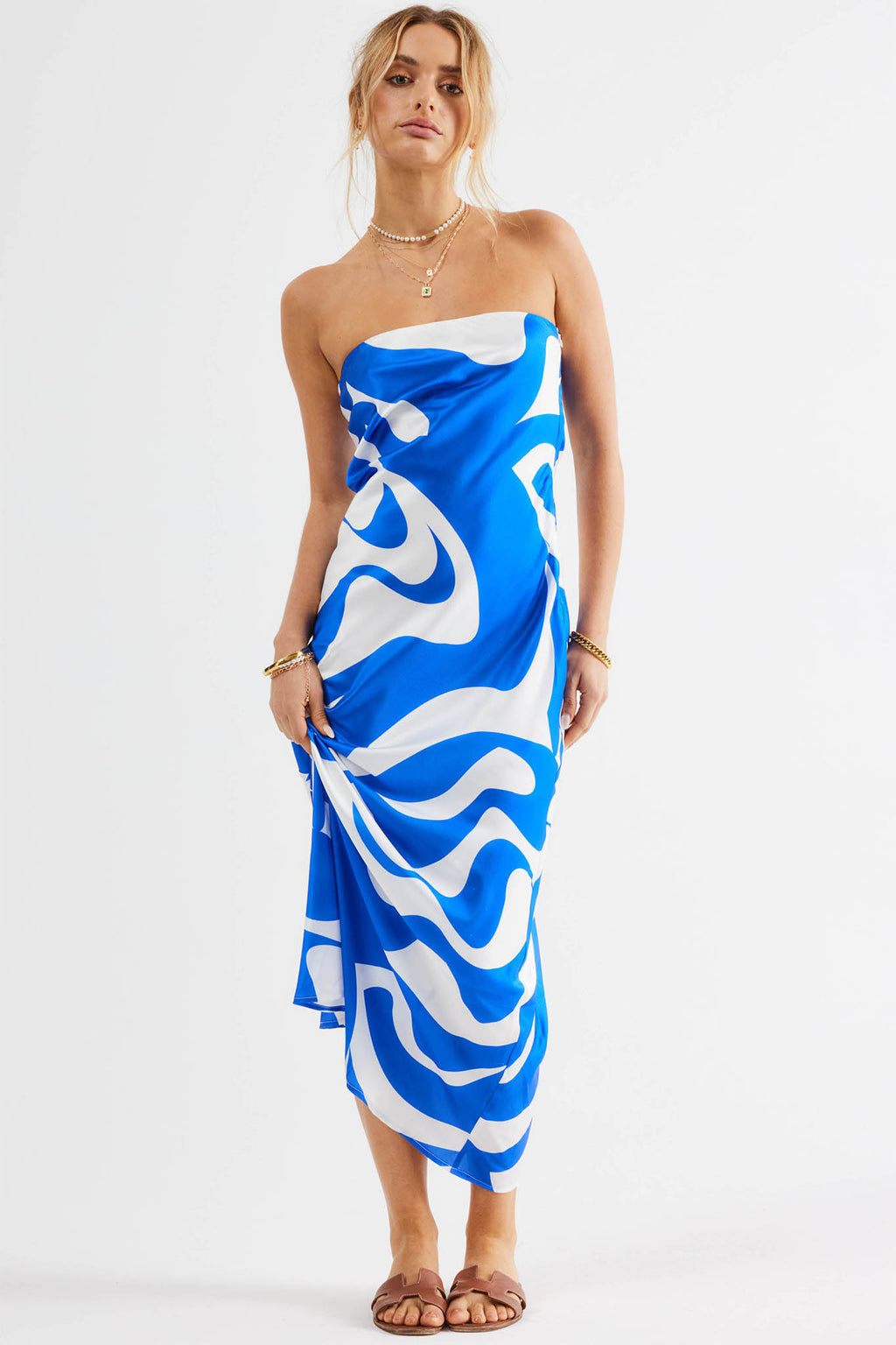 SNDYS Angel Midi Dress Swirl Blue by Selfie Leslie Australia