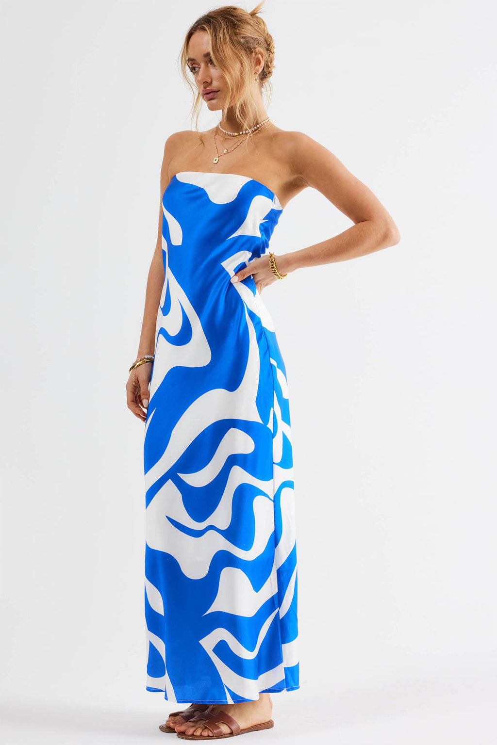 SNDYS Angel Midi Dress Swirl Blue by Selfie Leslie Australia