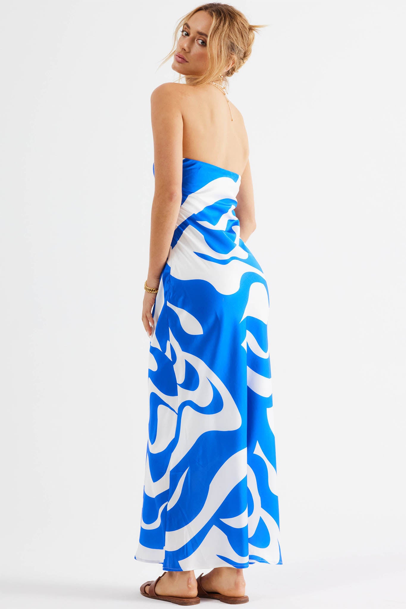 SNDYS Angel Midi Dress Swirl Blue by Selfie Leslie Australia