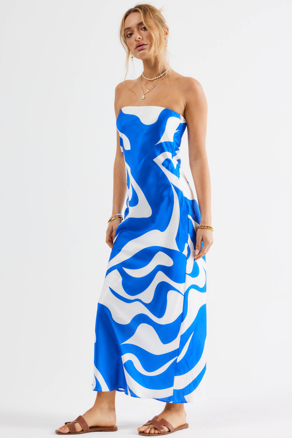 SNDYS Angel Midi Dress Swirl Blue by Selfie Leslie Australia