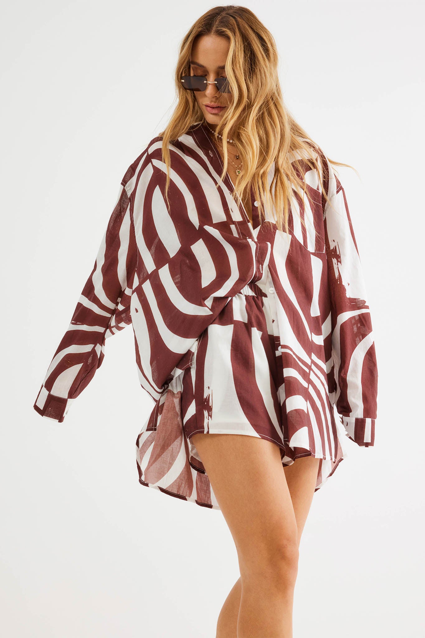 SNDYS Heather Shirt Swirl Brown by Selfie Leslie Australia
