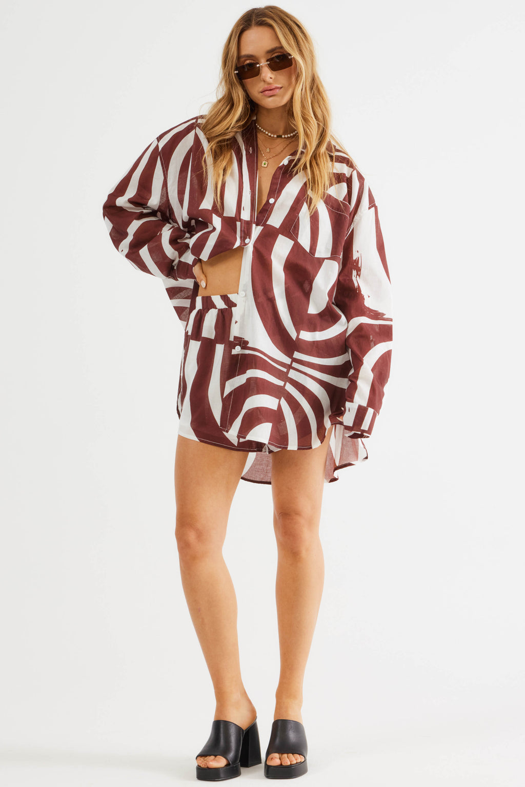 SNDYS Heather Shirt Swirl Brown by Selfie Leslie Australia