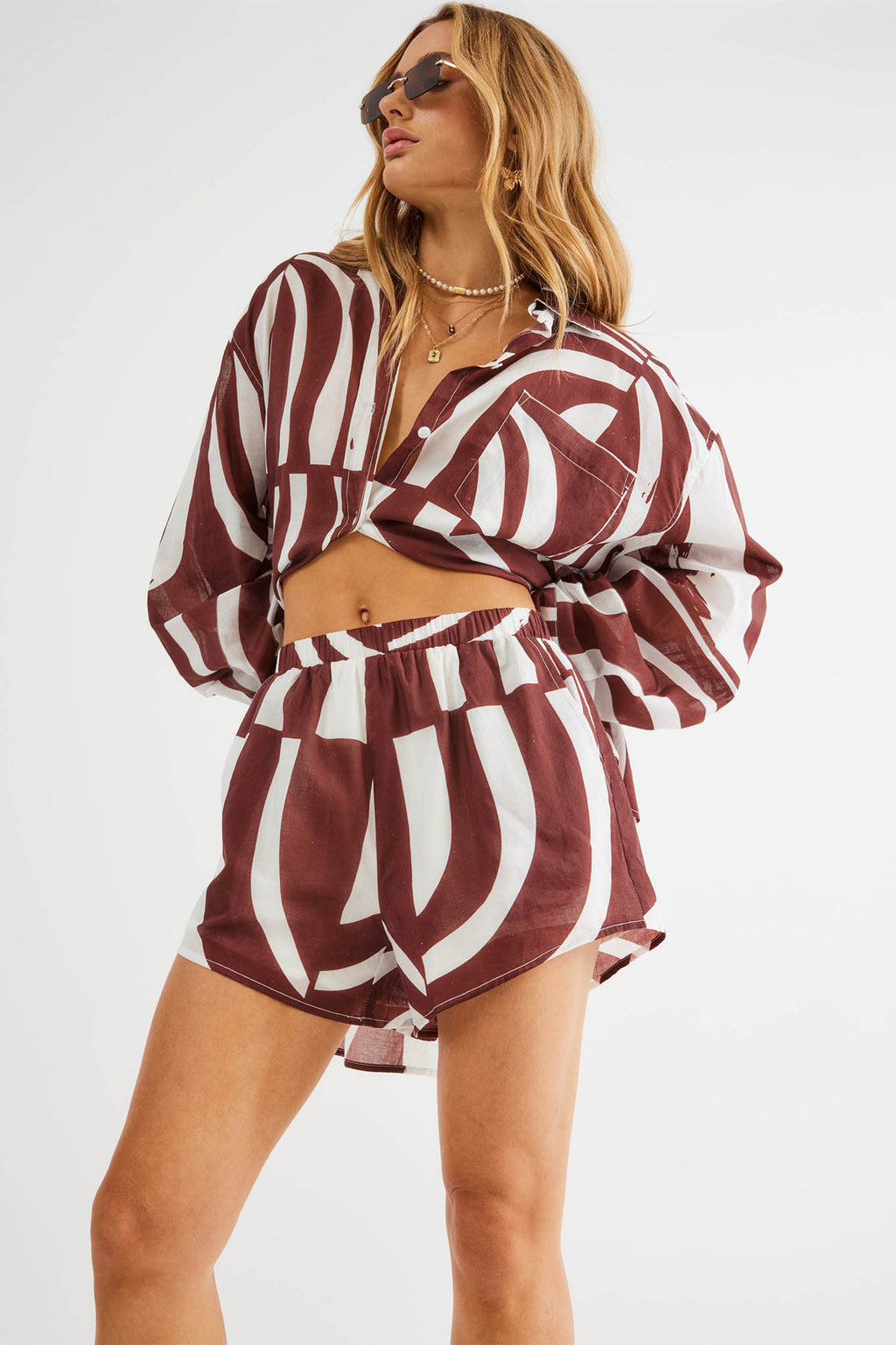 SNDYS Heather Shirt Swirl Brown by Selfie Leslie Australia