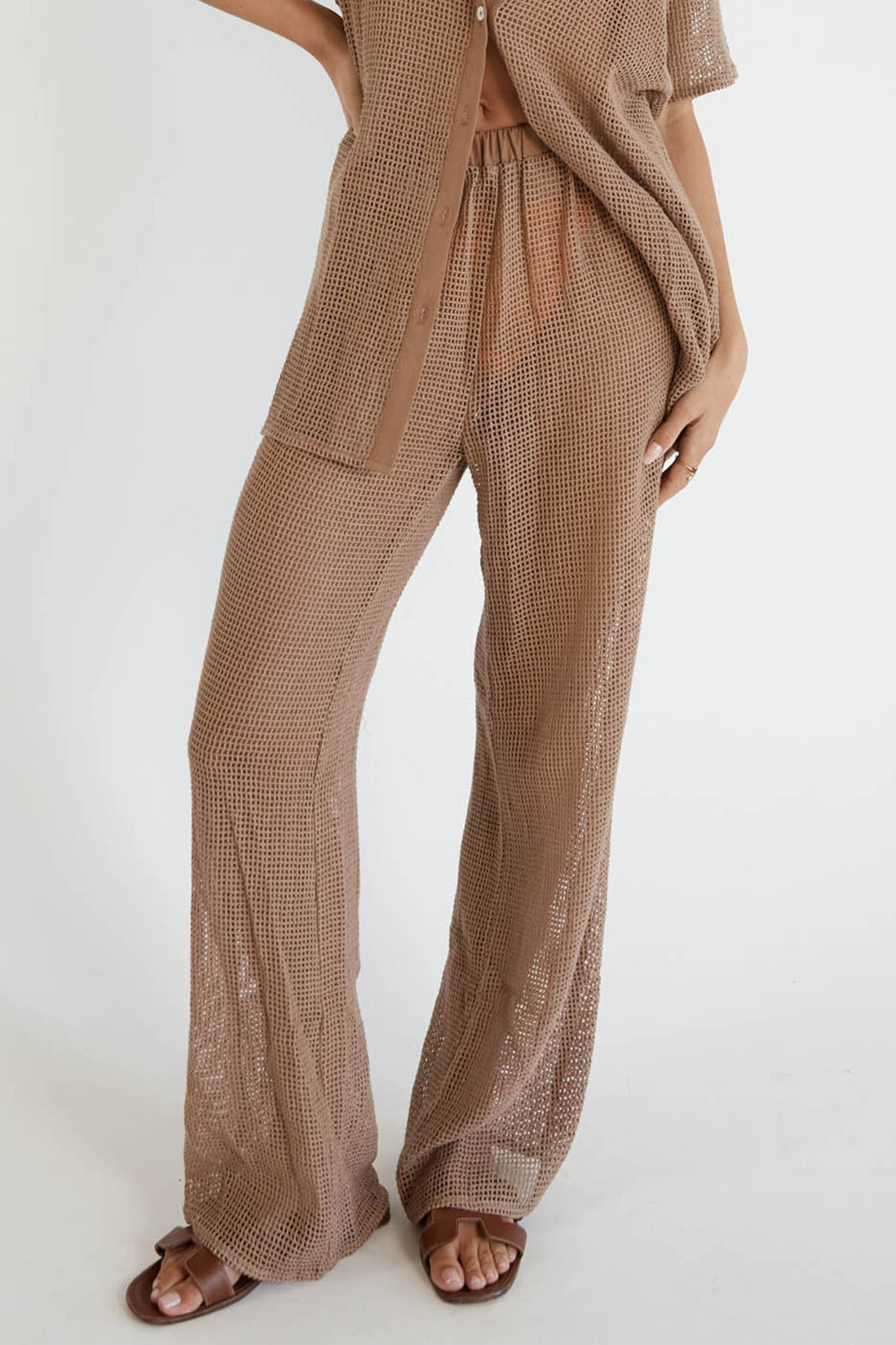 Tavia Long Knit Pants Mocha by Selfie Leslie Australia