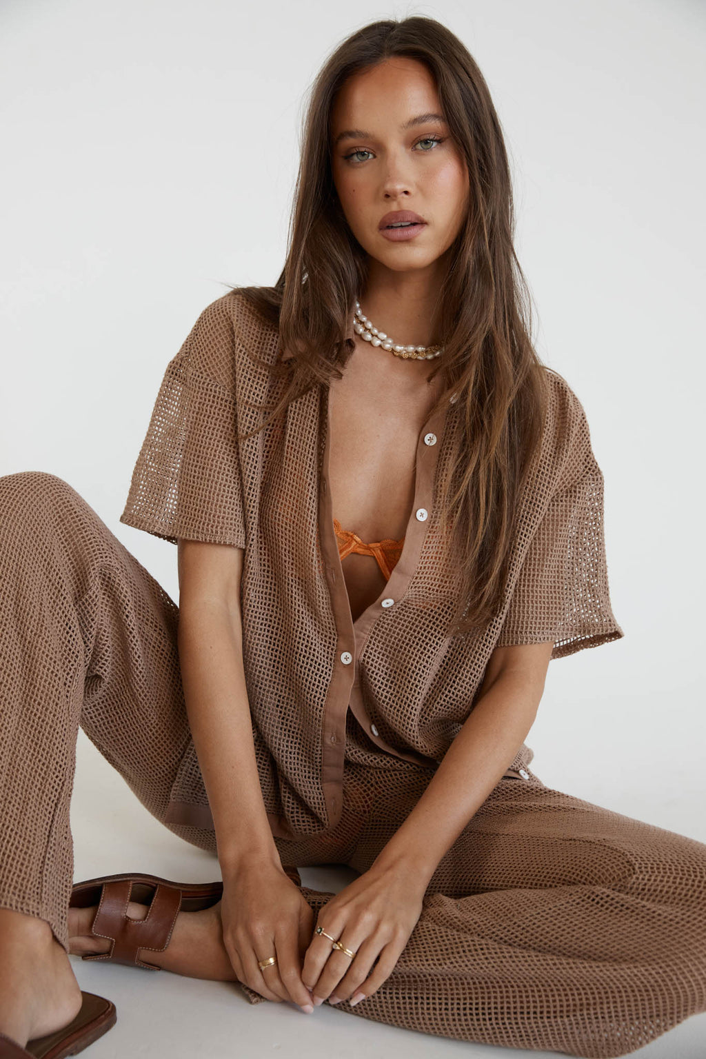 Tavia Long Knit Pants Mocha by Selfie Leslie Australia