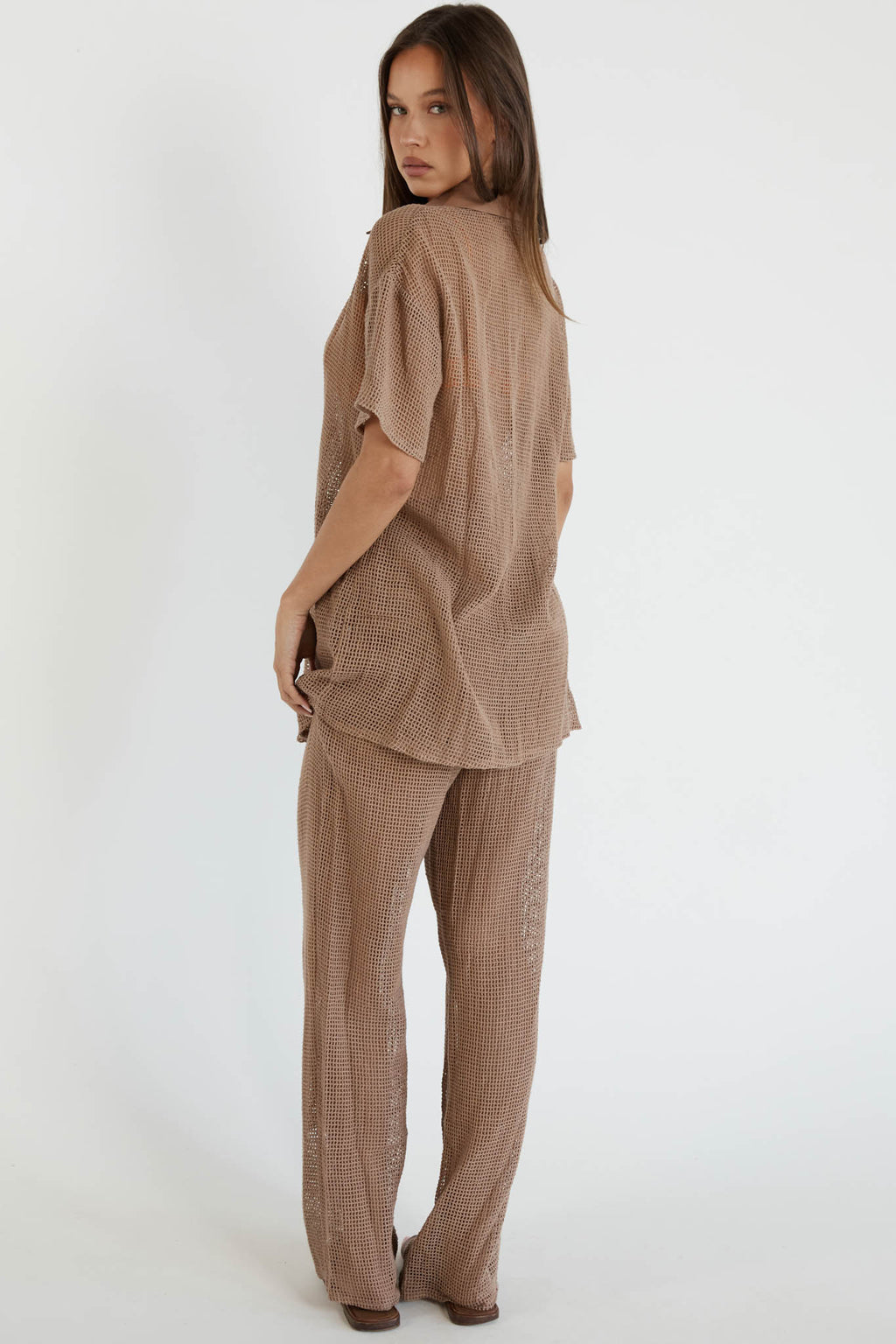 Tavia Buttoned Knit Top Mocha by Selfie Leslie Australia