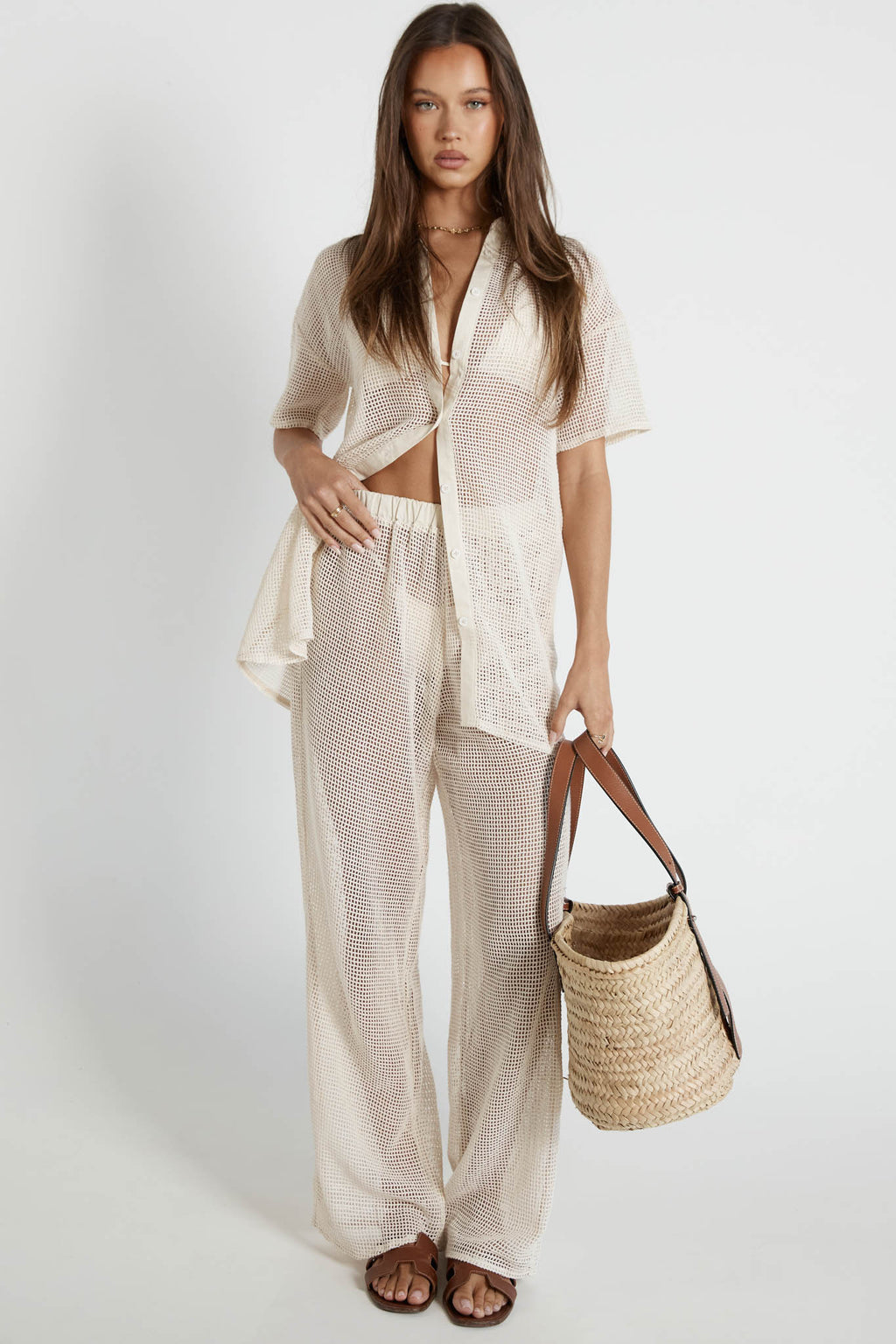 SNDYS Hyams Buttoned Knit Top Sand by Selfie Leslie Australia