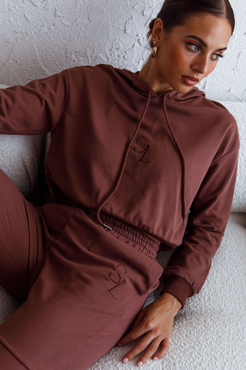 Glow Getter Drawstring Hood Embroidery Logo Hoodie Chocolate by Selfie Leslie