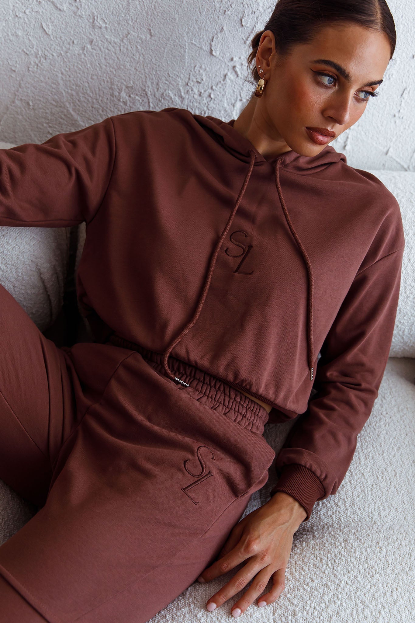 Glow Getter Drawstring Hood Embroidery Logo Hoodie Chocolate by Selfie Leslie