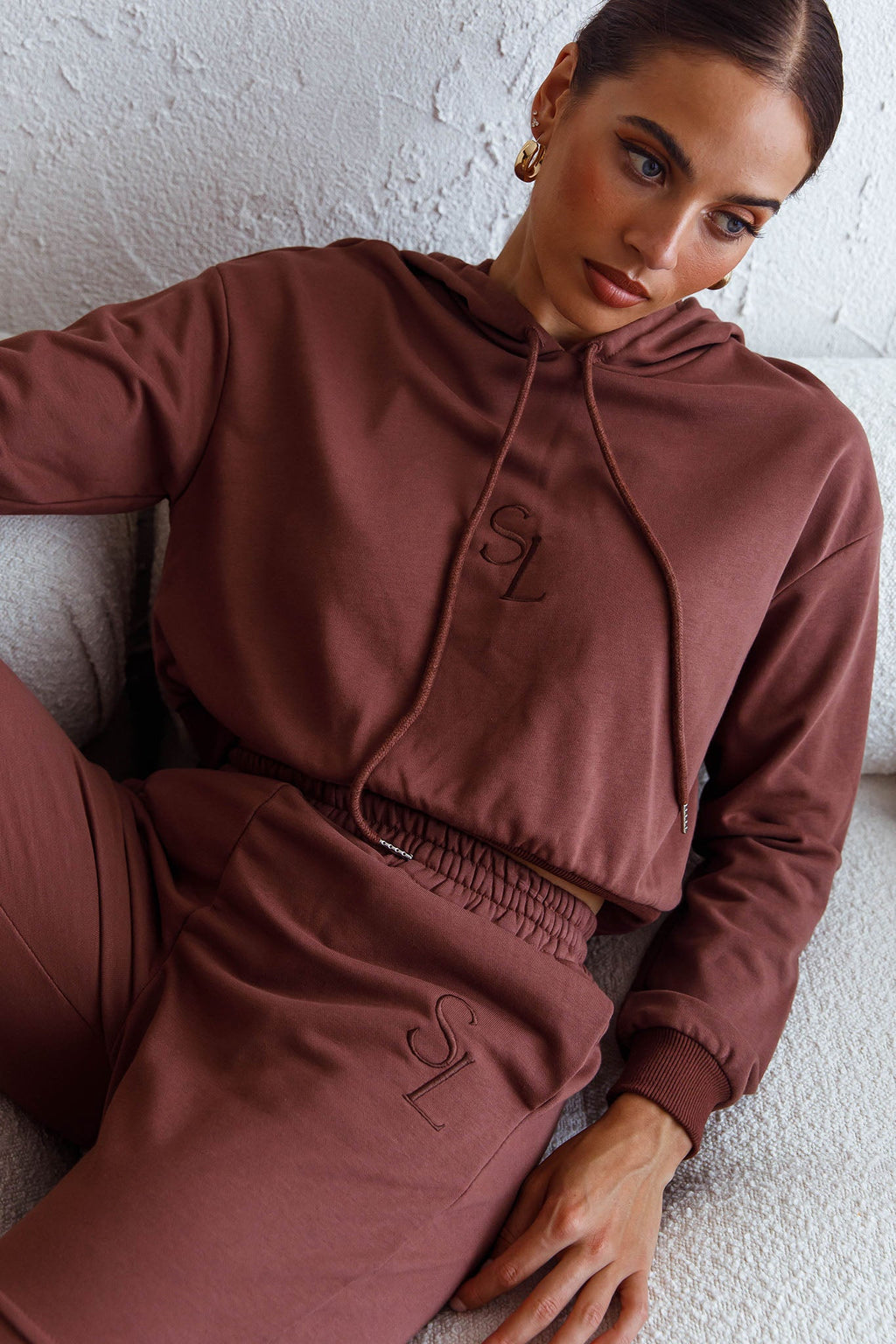 Glow Getter Drawstring Hood Embroidery Logo Hoodie Chocolate by Selfie Leslie