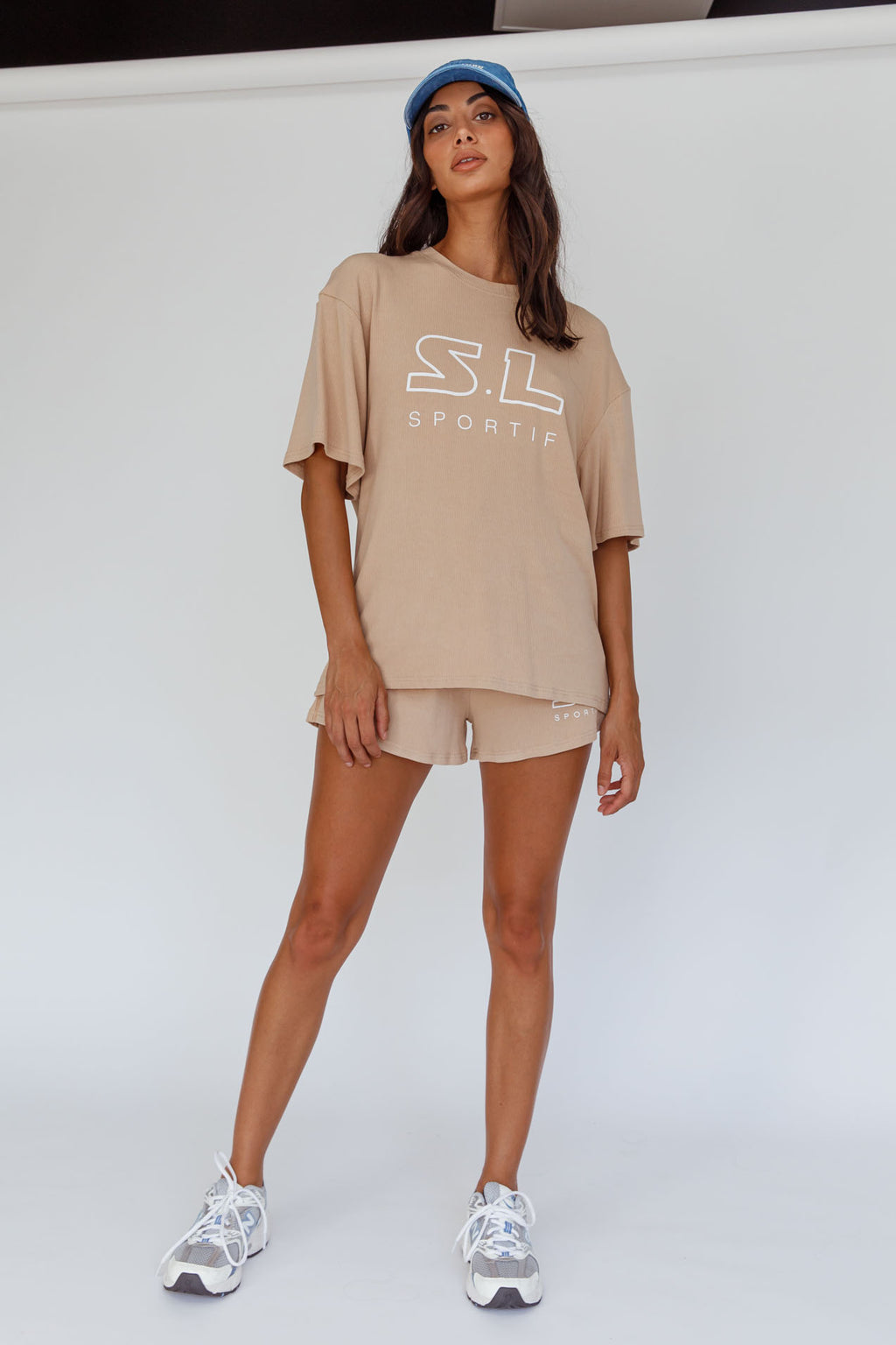On Track SL Logo Shorts Camel by Selfie Leslie Australia