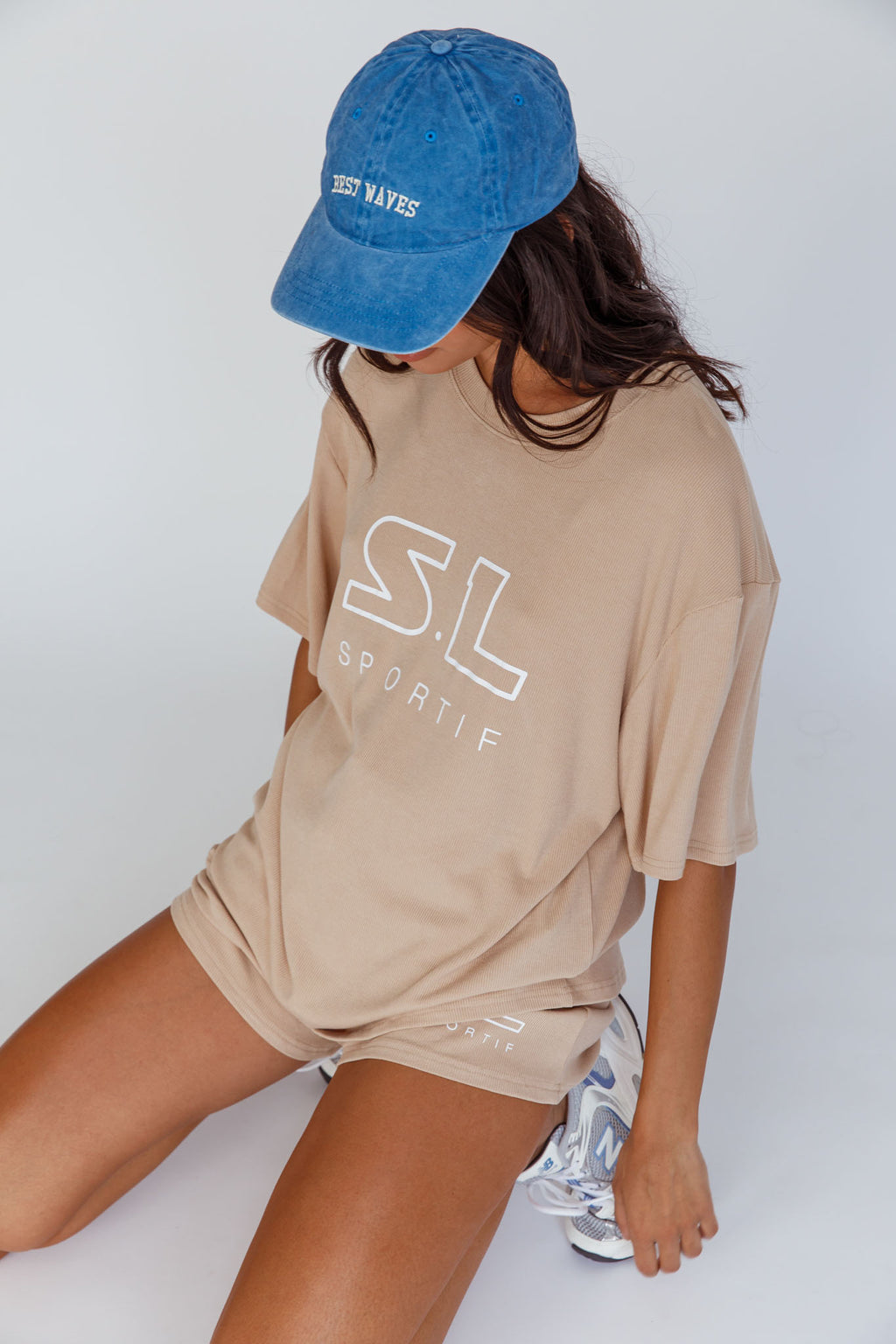 On Track SL Logo Shorts Camel by Selfie Leslie Australia