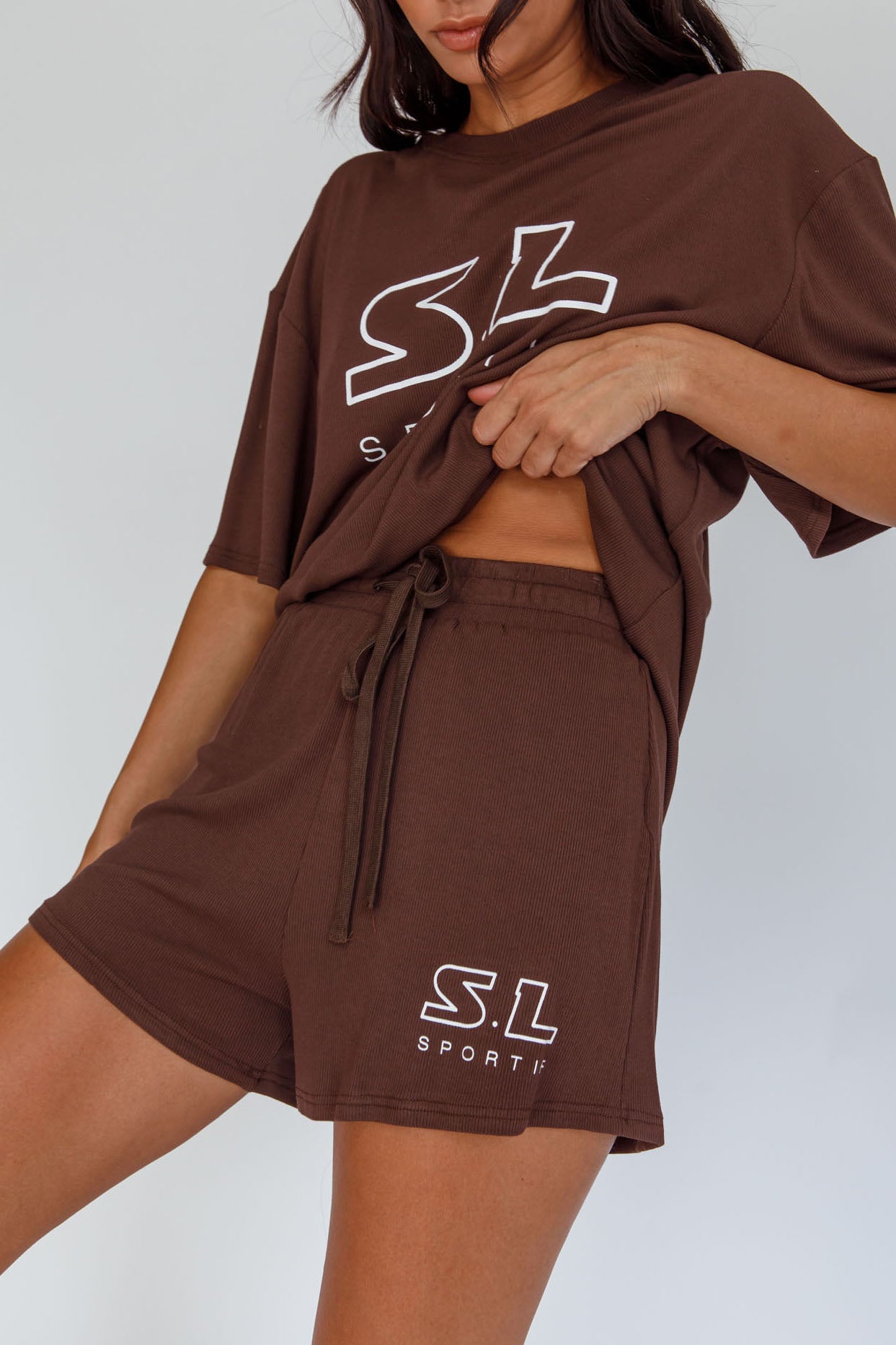 On Track SL Logo Shorts Chocolate by Selfie Leslie Australia