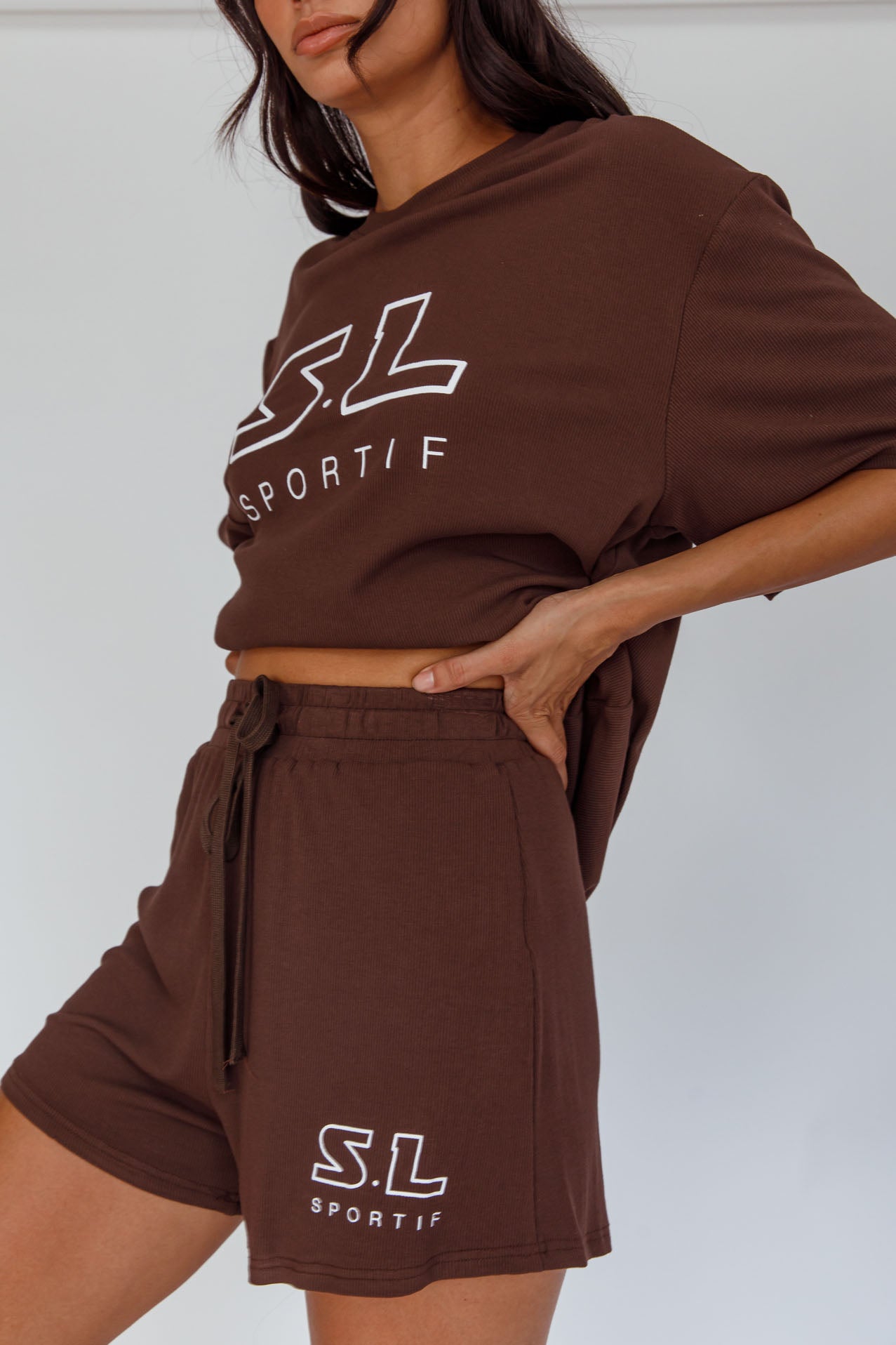 On Track SL Logo Shorts Chocolate by Selfie Leslie Australia