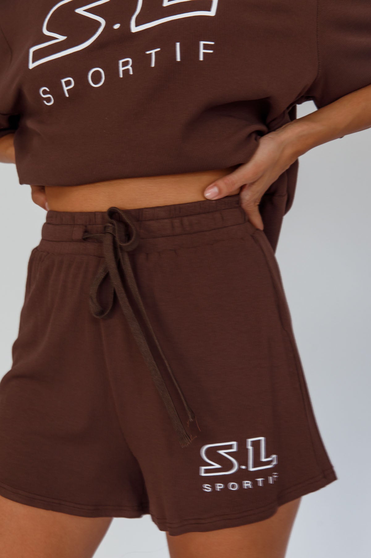 On Track SL Logo Shorts Chocolate by Selfie Leslie Australia