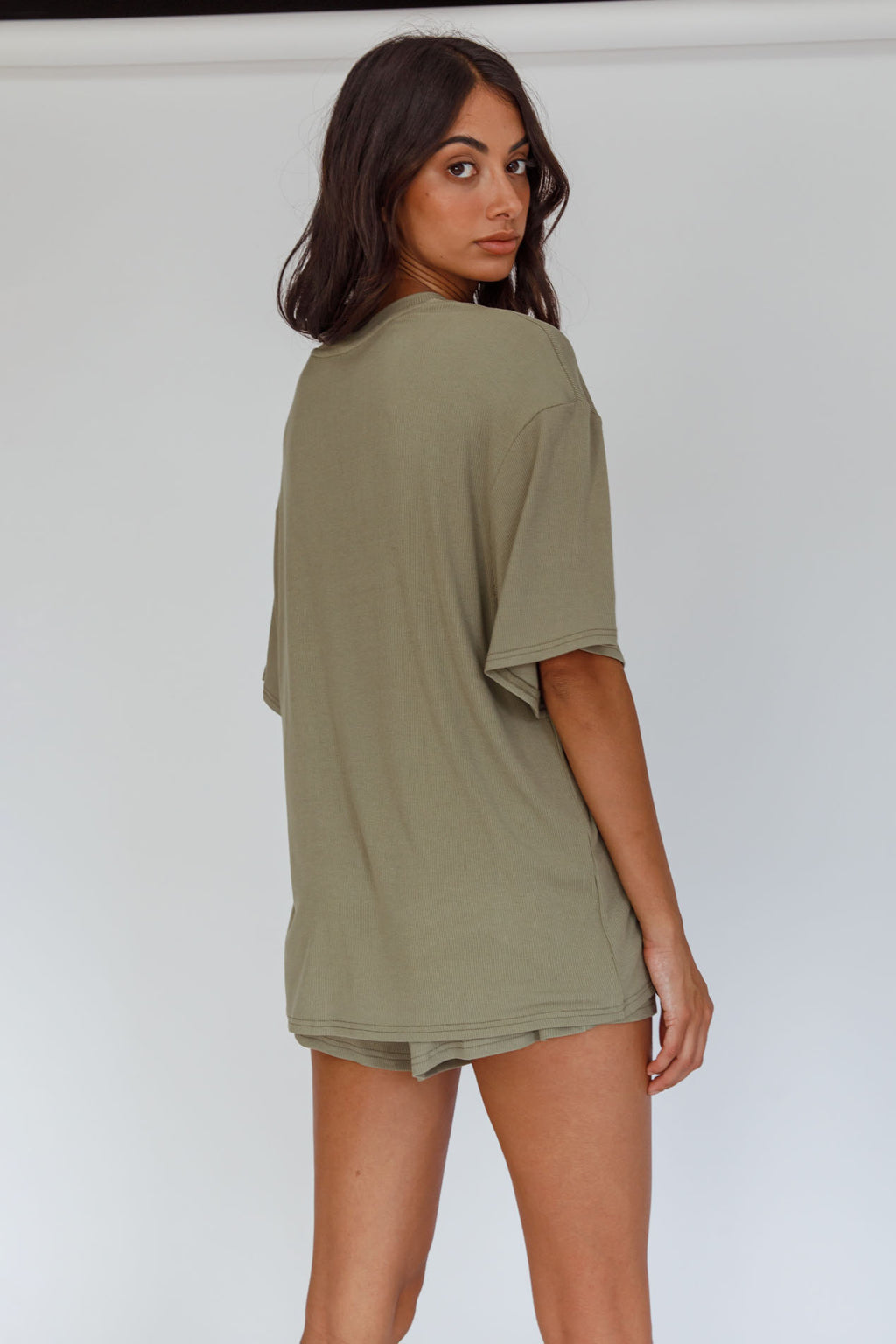 On Track SL Logo Shorts Khaki by Selfie Leslie Australia