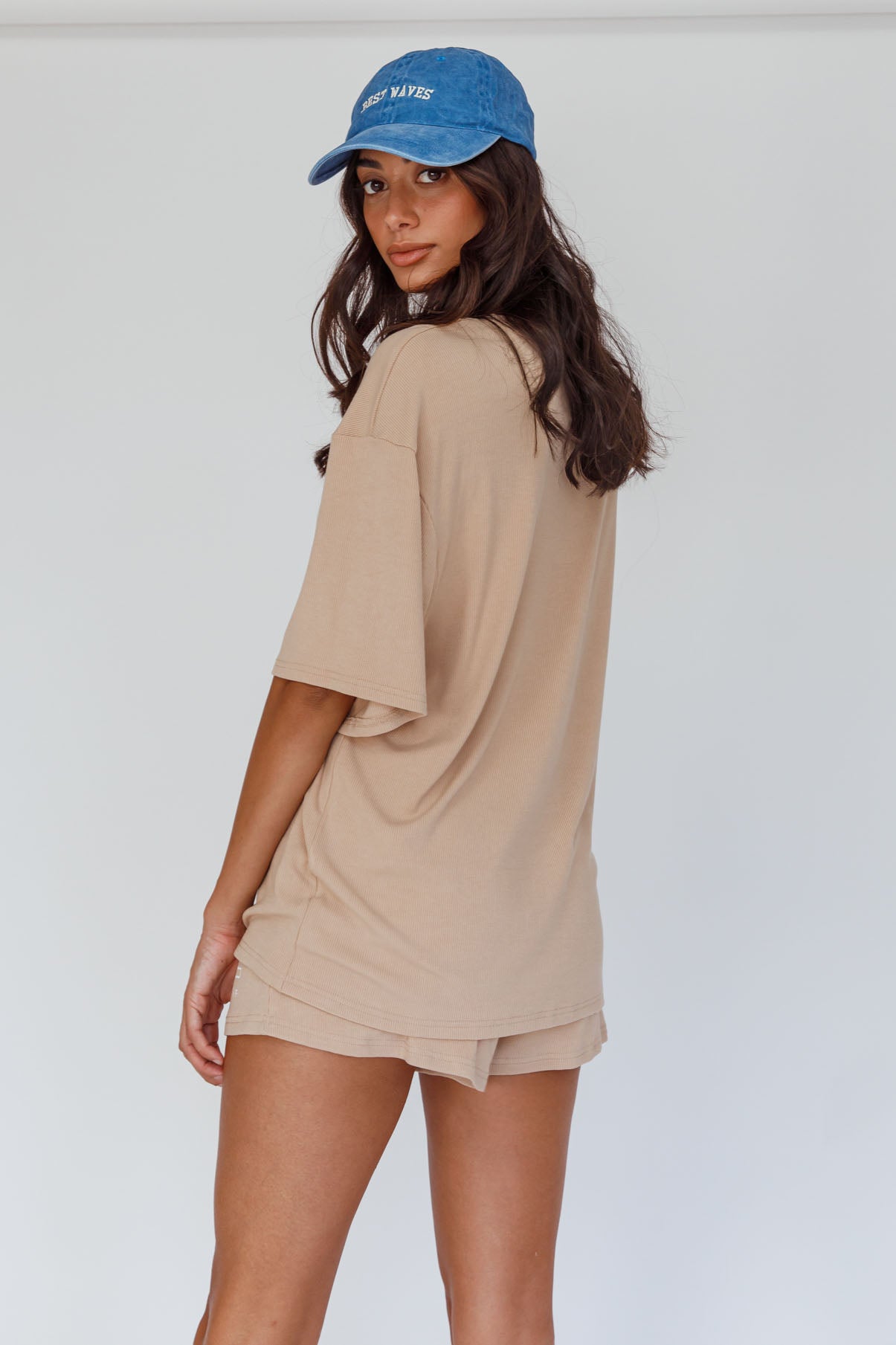 On Track SL Logo T-Shirt Camel by Selfie Leslie Australia