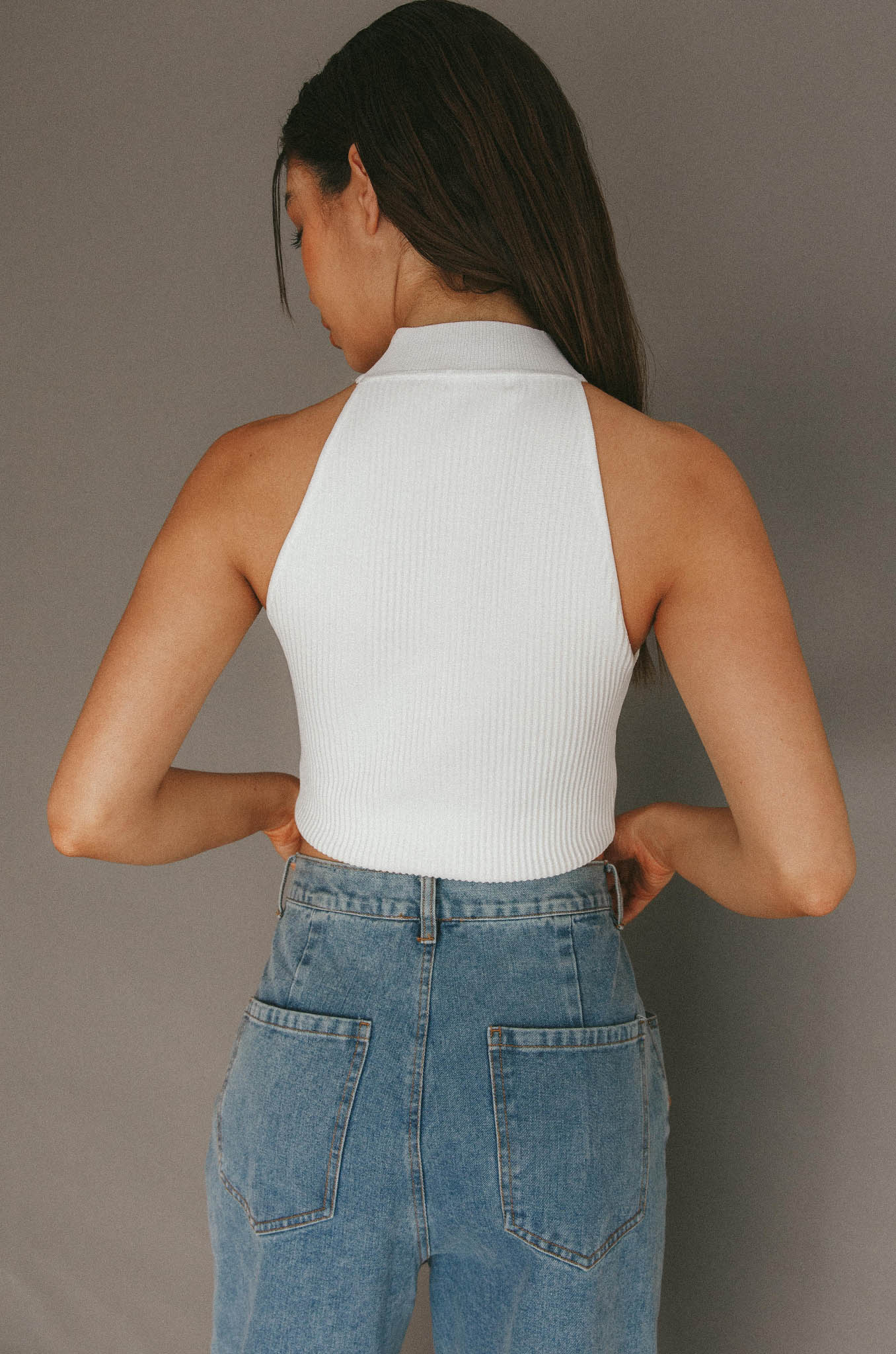 Mindi Sleeveless Ribbed Crop Top White by Selfie Leslie Australia