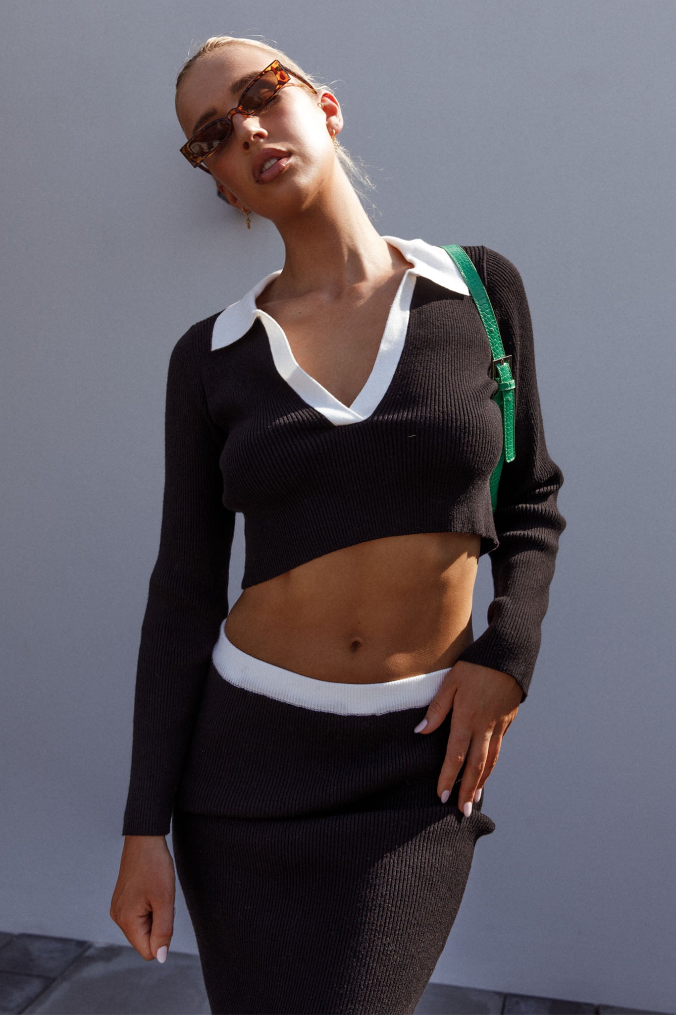 Brinley Long Sleeve Collared Top Black by Selfie Leslie Australia
