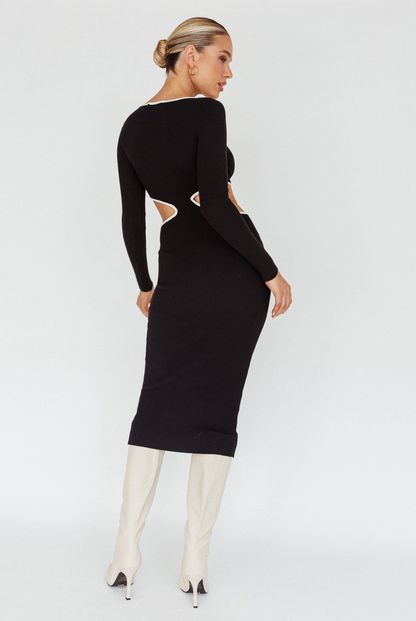 Jovie Keyhole Knit Midi Dress Black by Selfie Leslie Australia